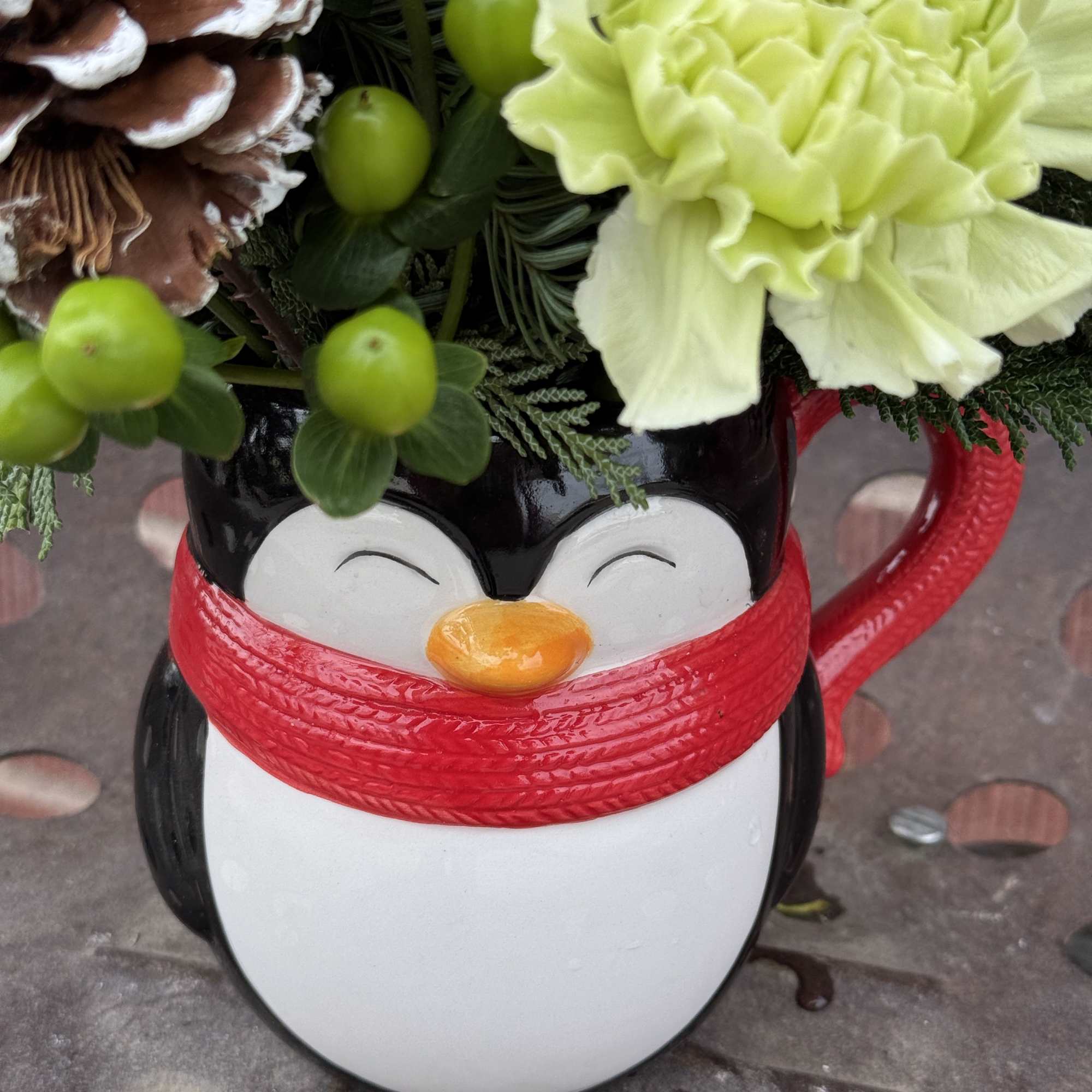 In an adorable, food safe ceramic penguin mug perfect for some hot
