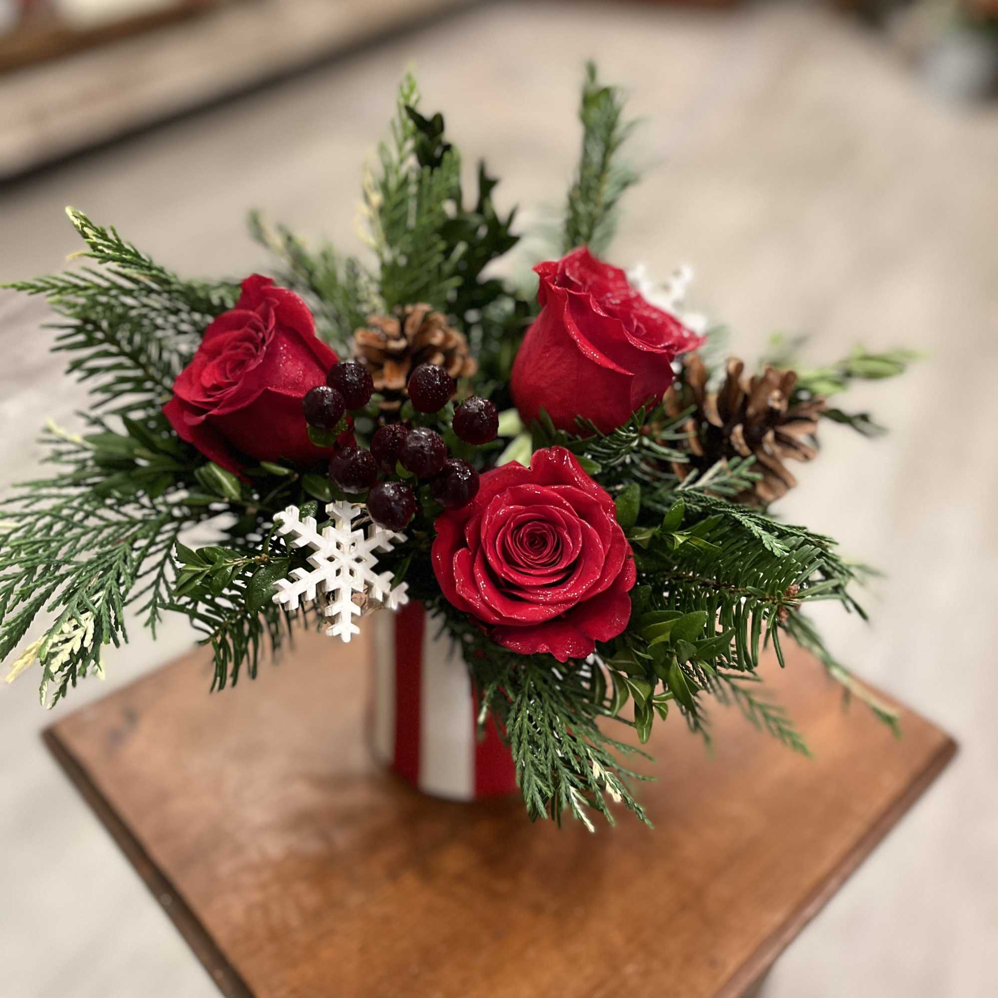 We love this one! A cheerful holiday striped kitchen creamer is filled