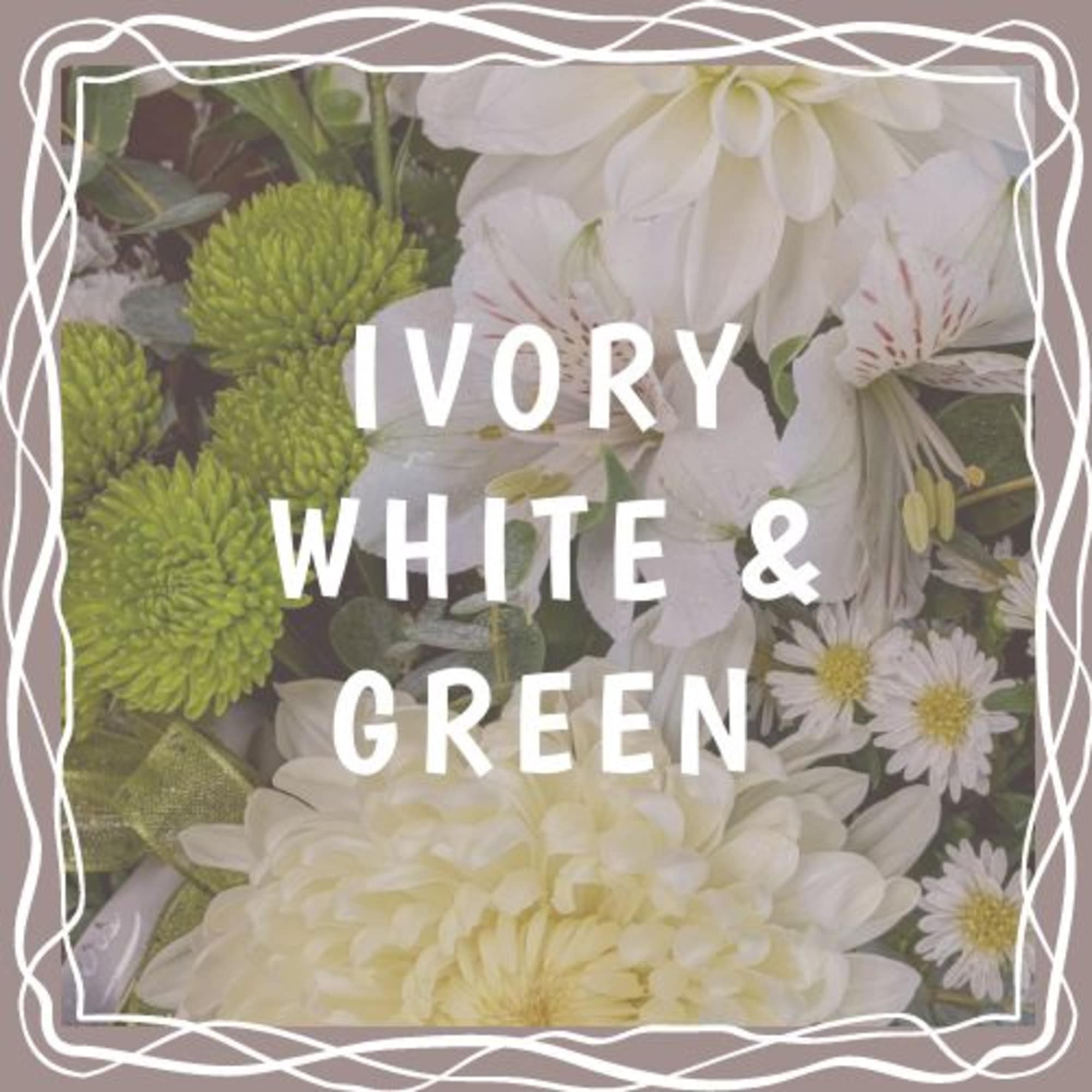 Embrace the beauty of simplicity with our Ivory, Whites, and Greens Arrangement.