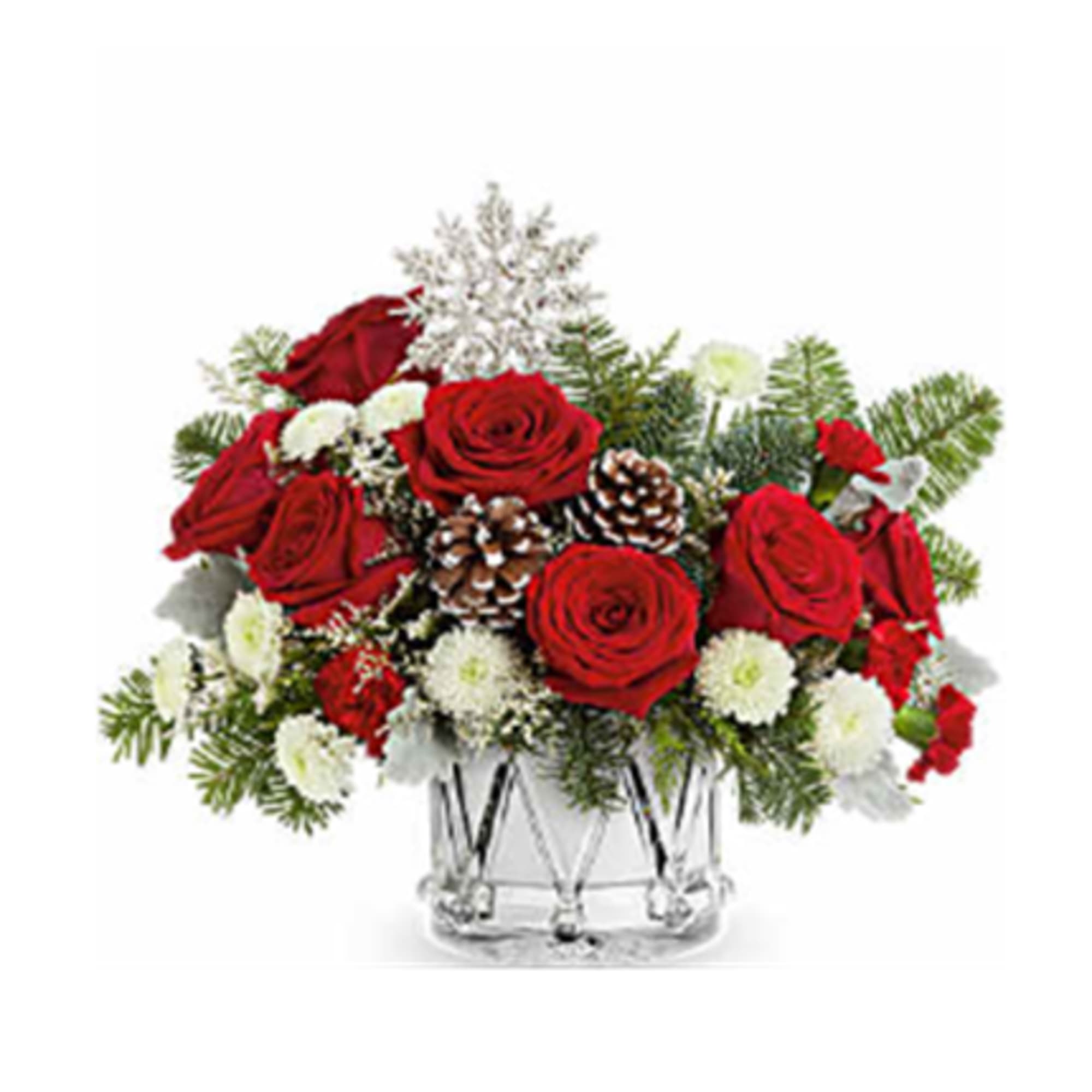 March of Joy Bouquet brings festive cheer with vibrant red blooms and