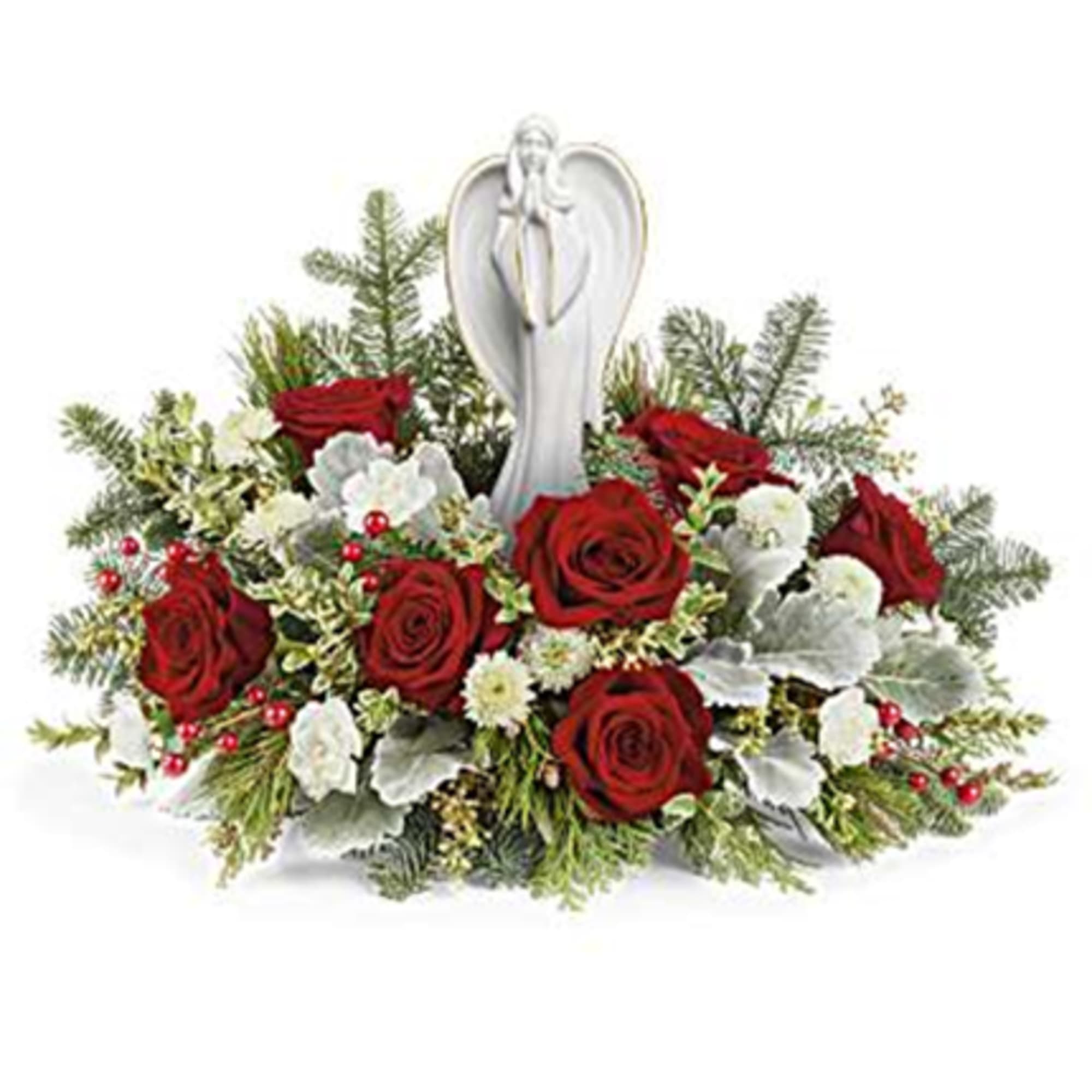 Embodying the spirit of Christmas, the Angel of Grace rests among a