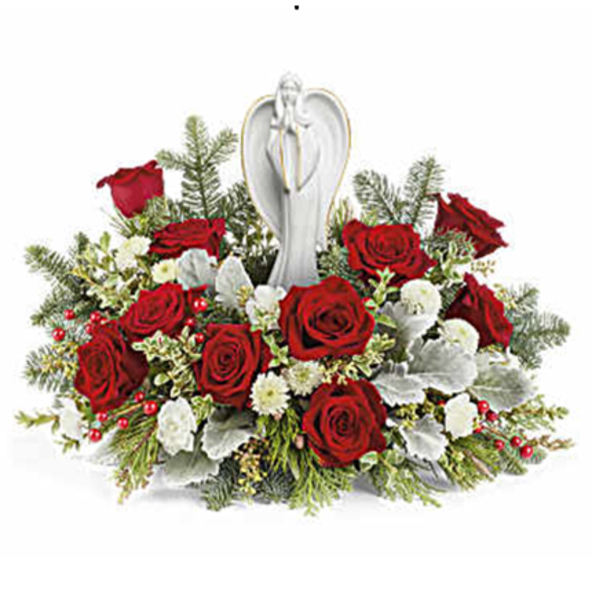 Embodying the spirit of Christmas, the Angel of Grace rests among a