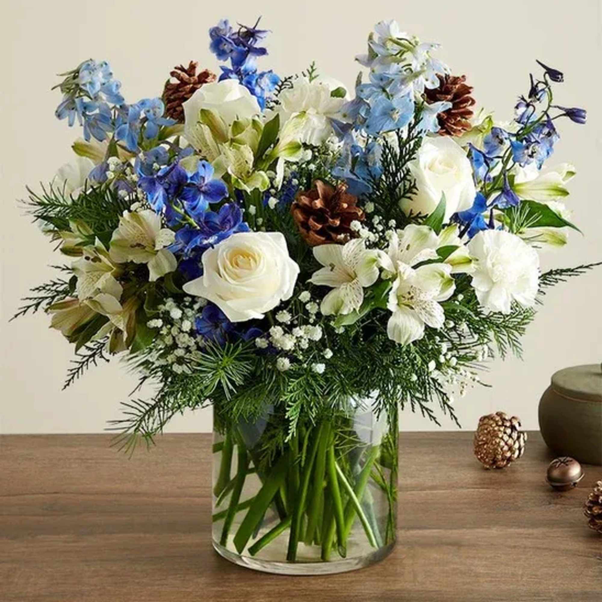 Spread joy and love this winter with our Winter Wishes Bouquet. Delicately
