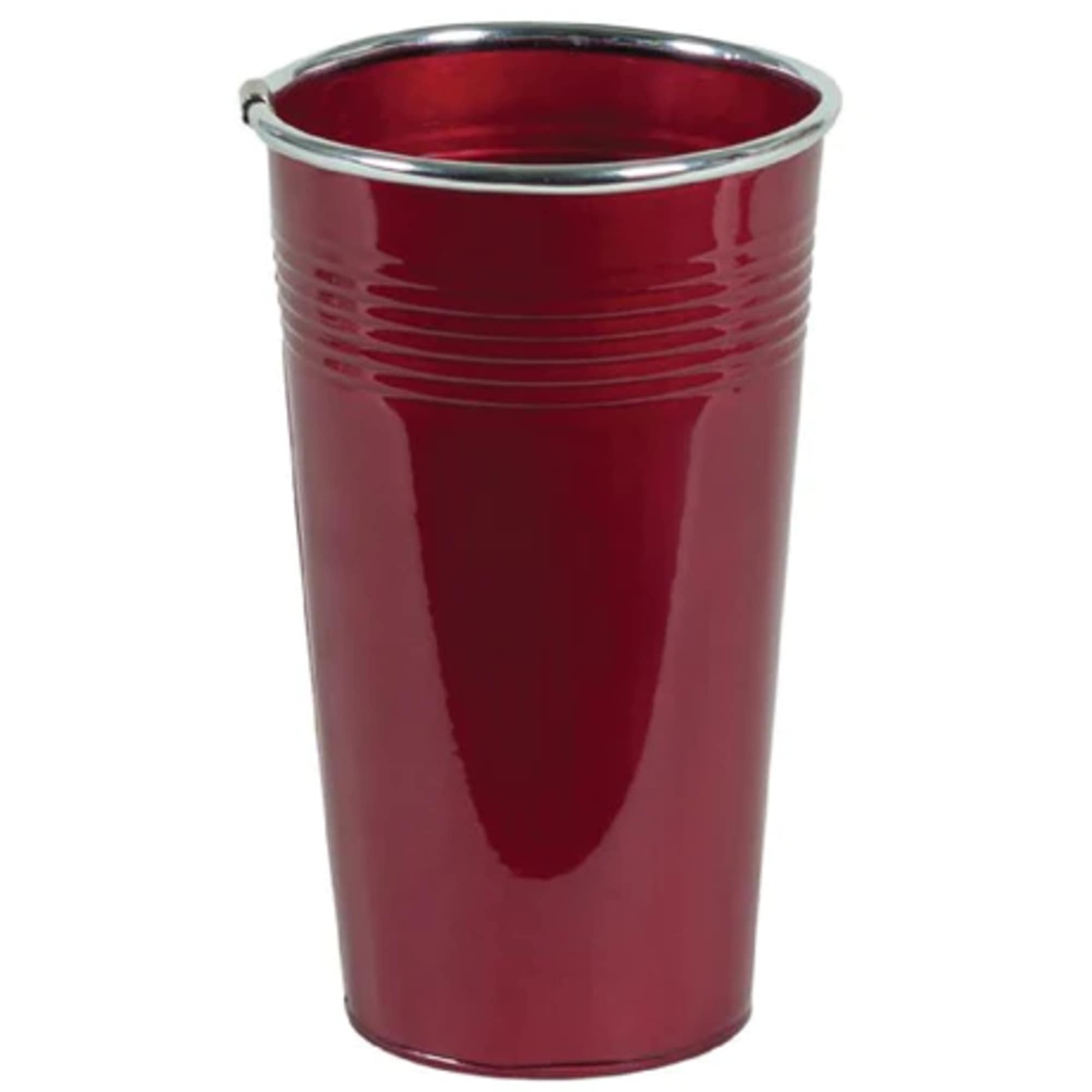 Metal Glossy Red/Silver Flower Bucket, if metal container is sold out 
