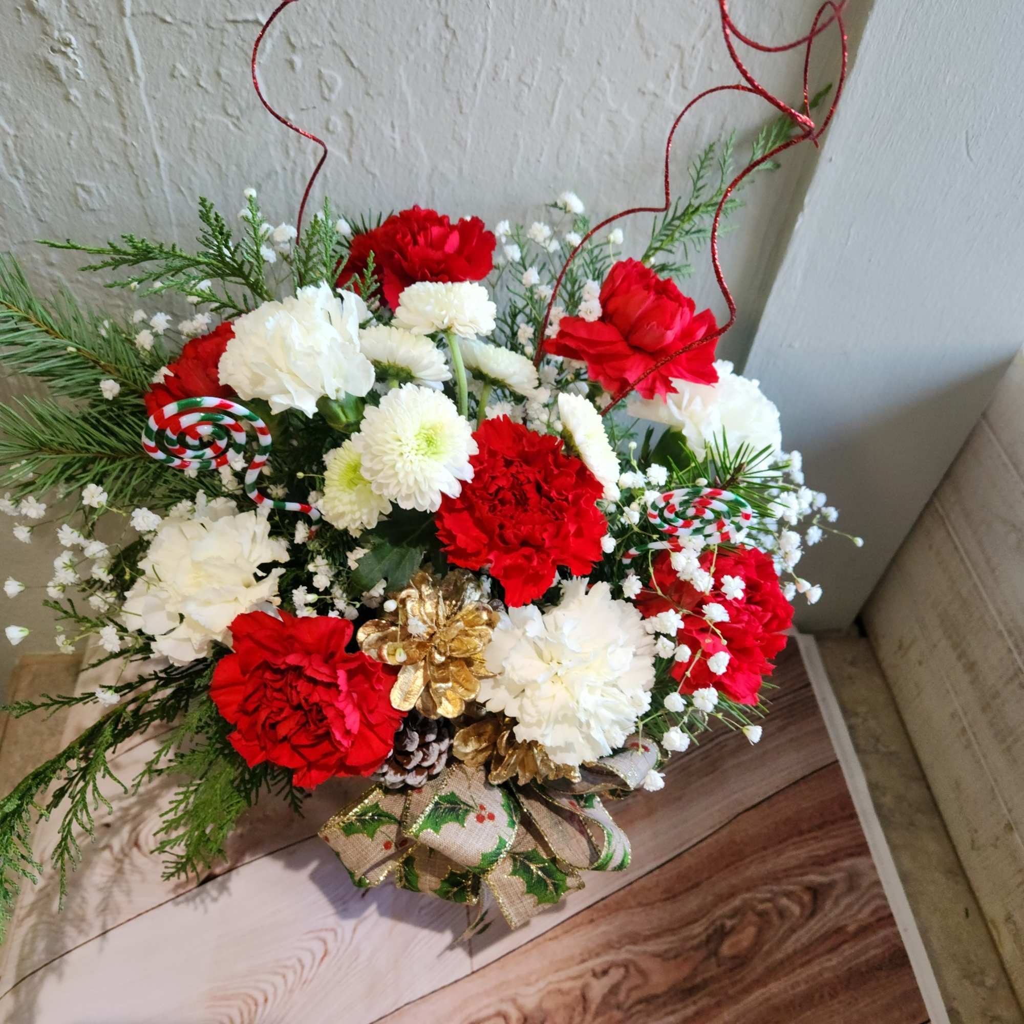 Metal Glossy Red/Silver Flower Bucket, if metal container is sold out 