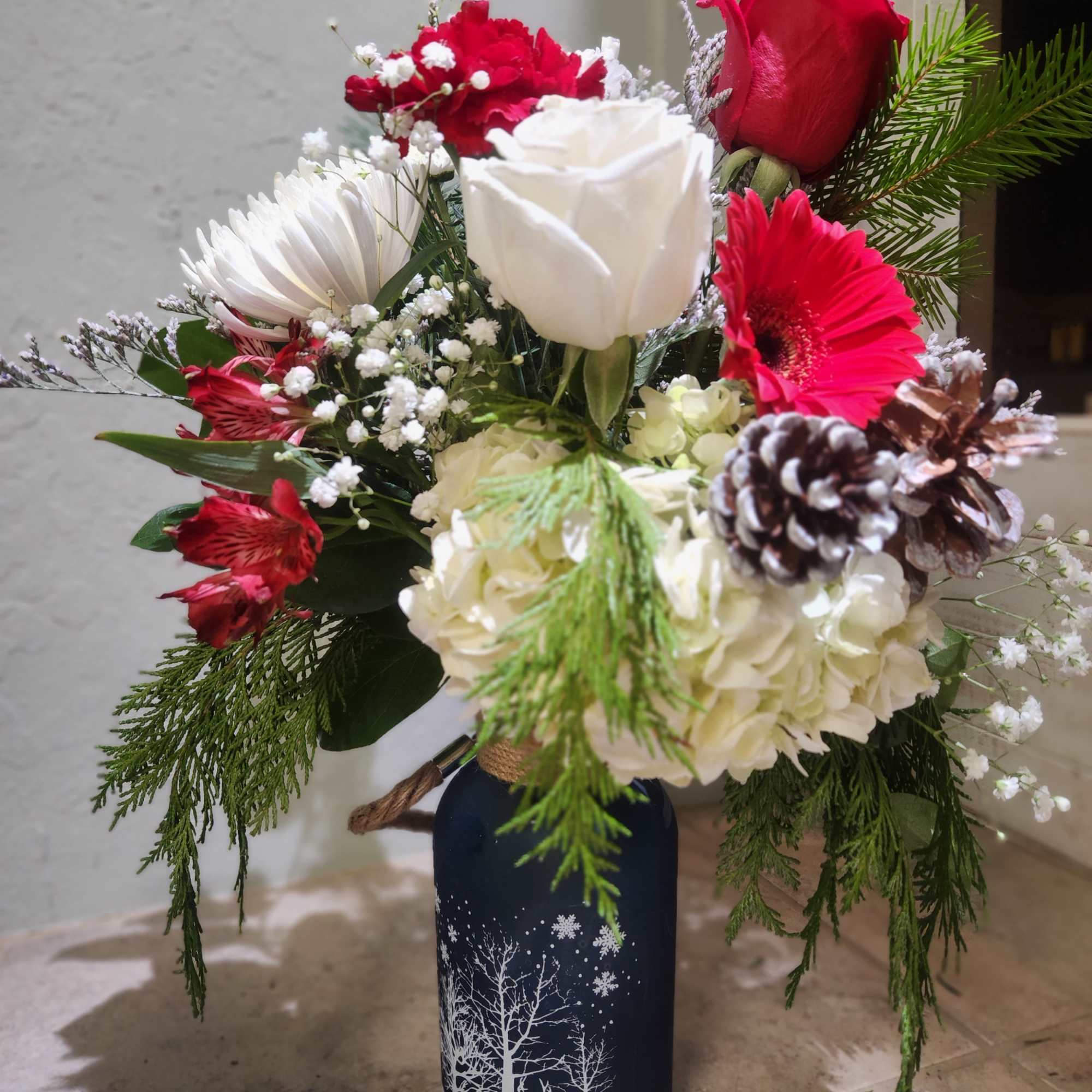 In this style you will receive a winter collection style glass vase