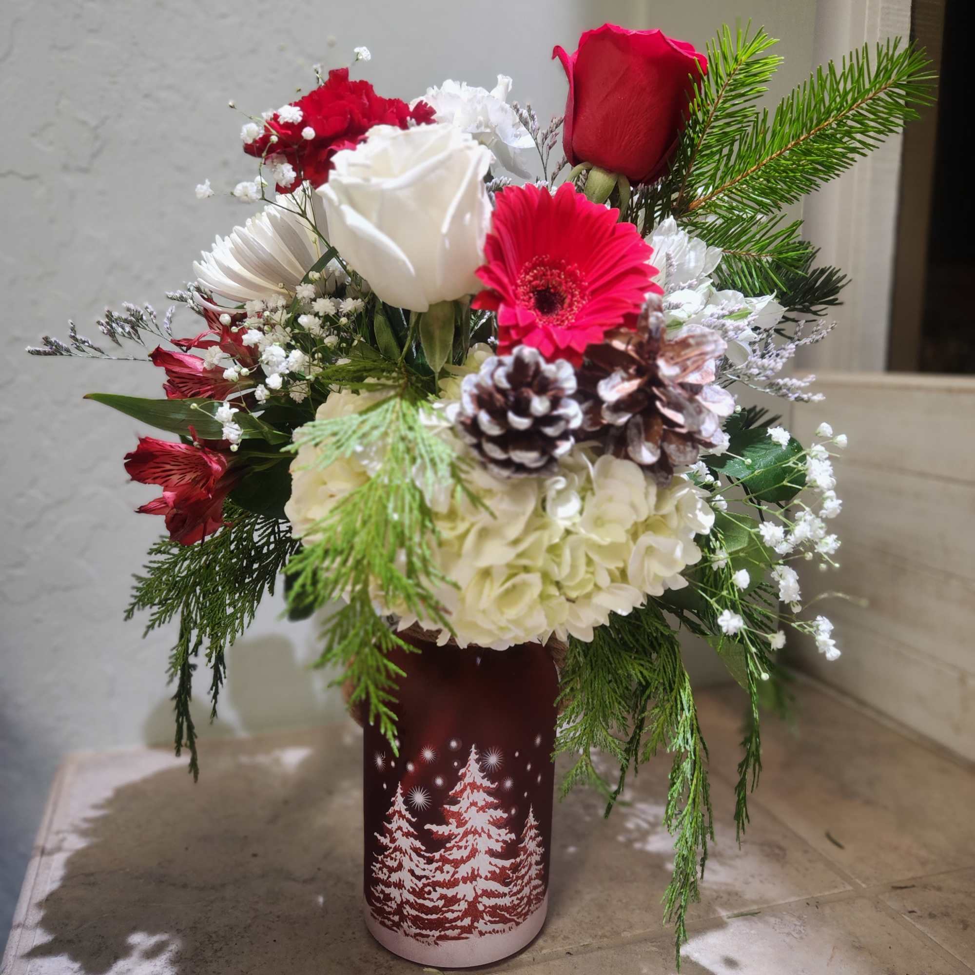 In this style you will receive a winter collection style glass vase