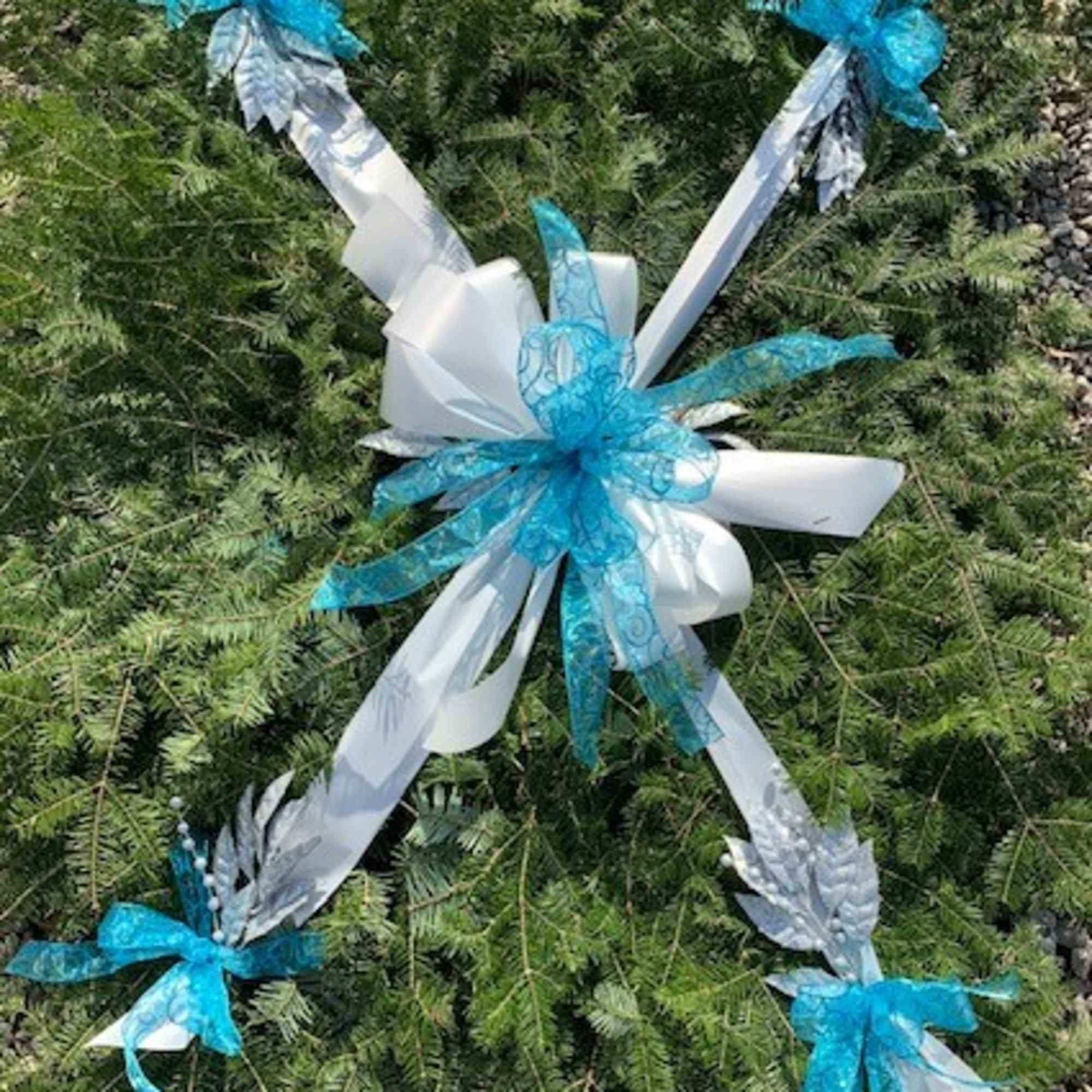 Decorated fresh greens grave blanket- Decorations may be different then shown. May