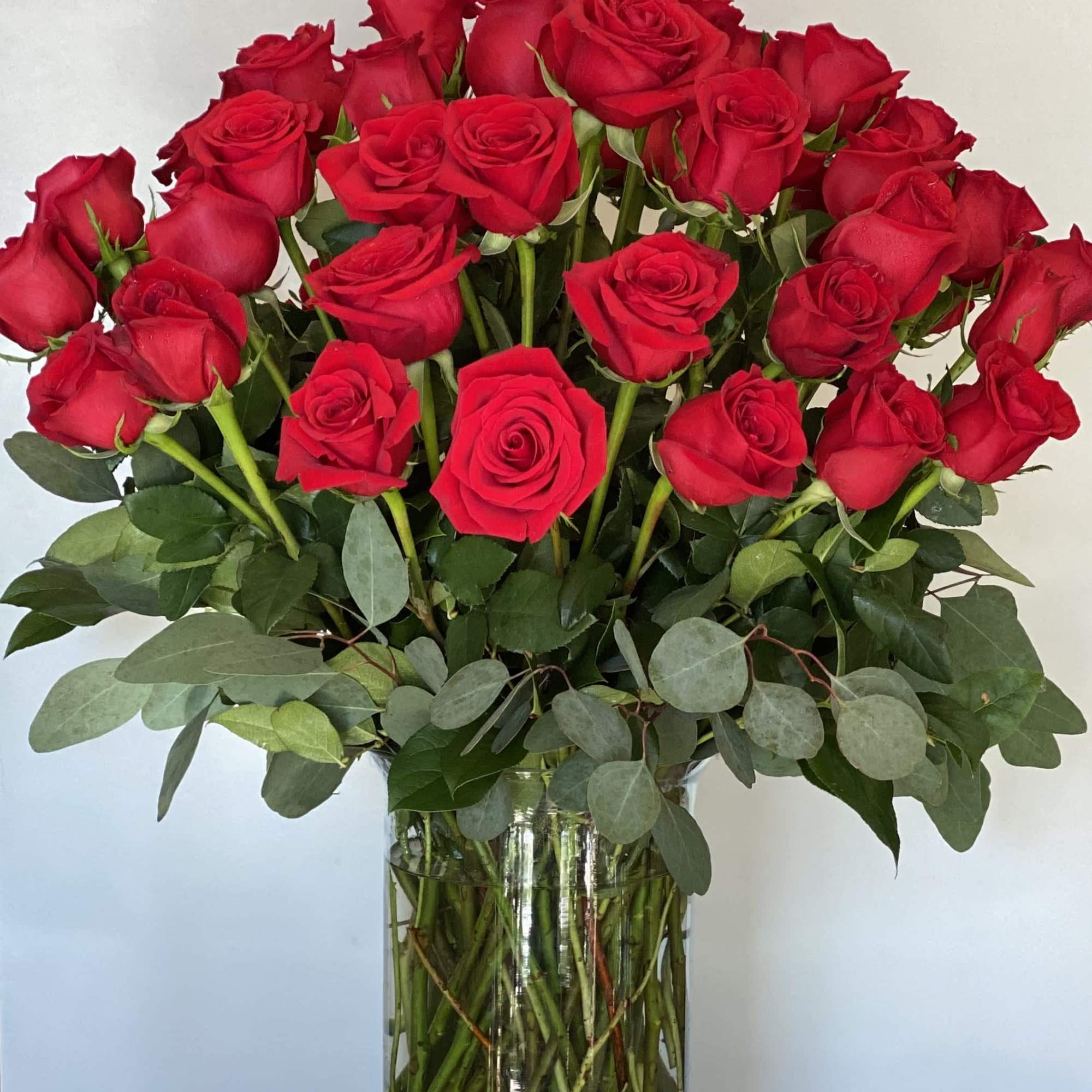 4 dozen roses carefully arranged to show their beauty.  A most