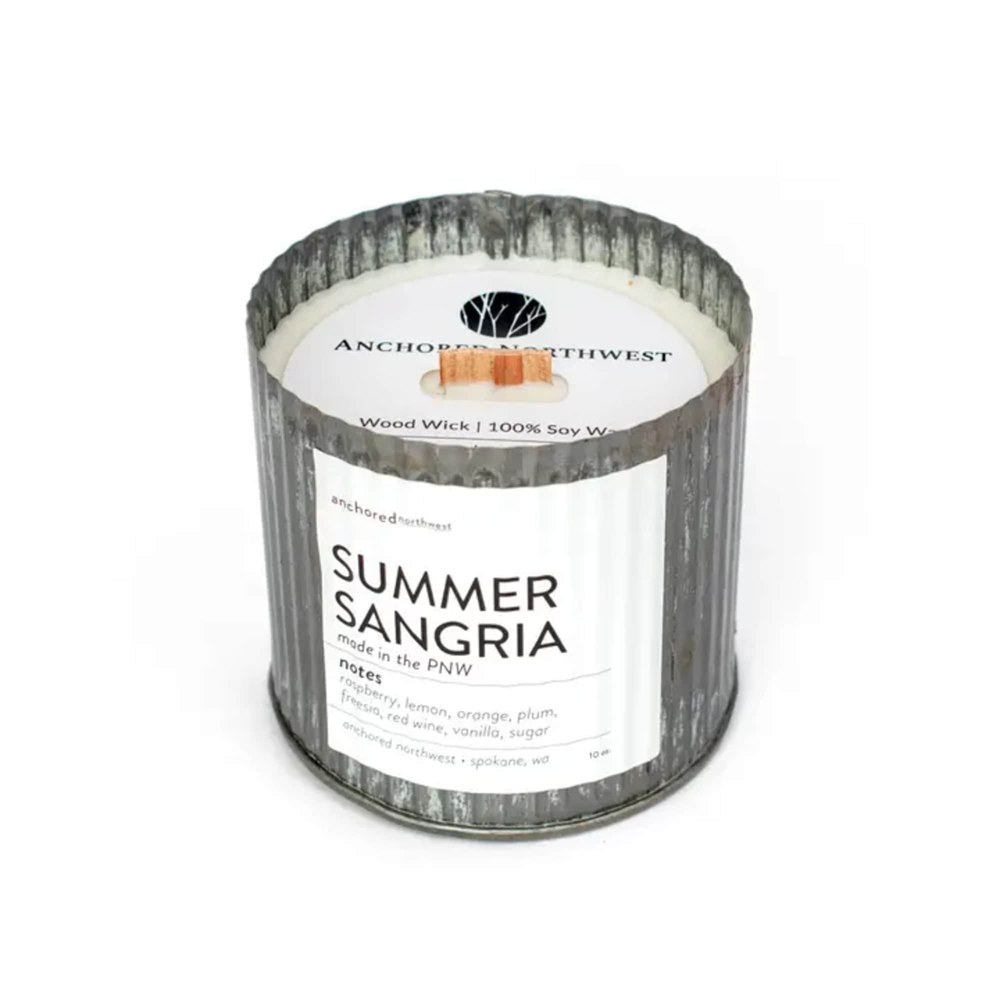 Summer Sangria Wood Wick Rustic Farmhouse Soy Candle (60 hour burn)
Notes: Raspberry