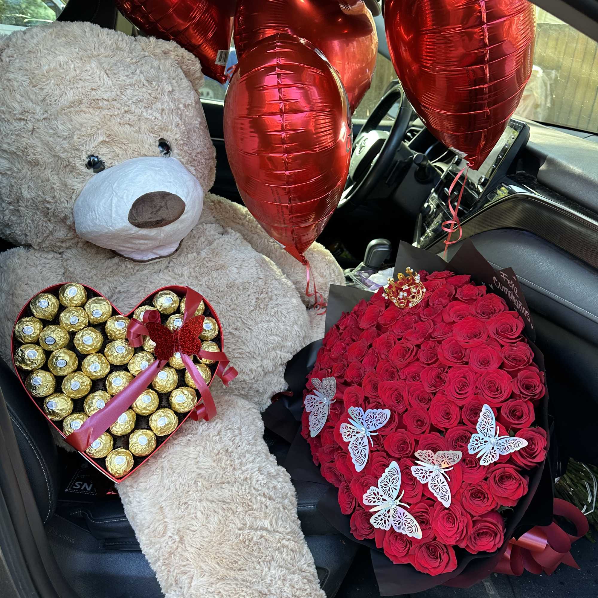 All my love combo, 100  roses wrapped bouquet XXL teddy bear