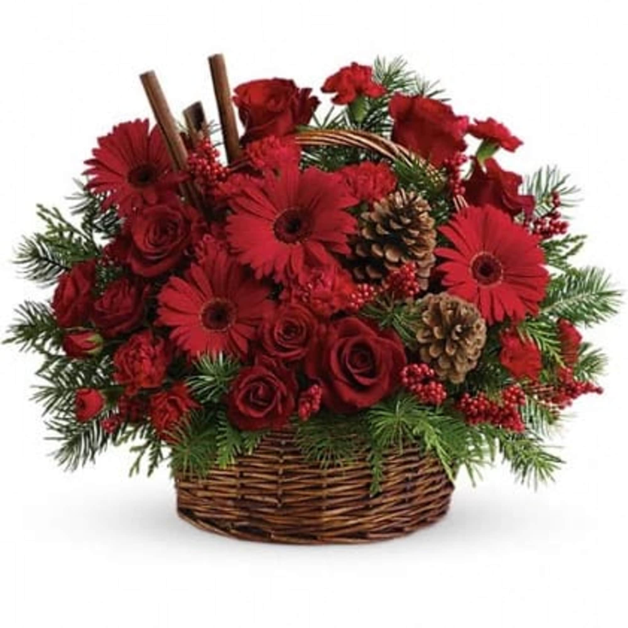 Berries and spice and everything nice make this beautiful flower arrangement a