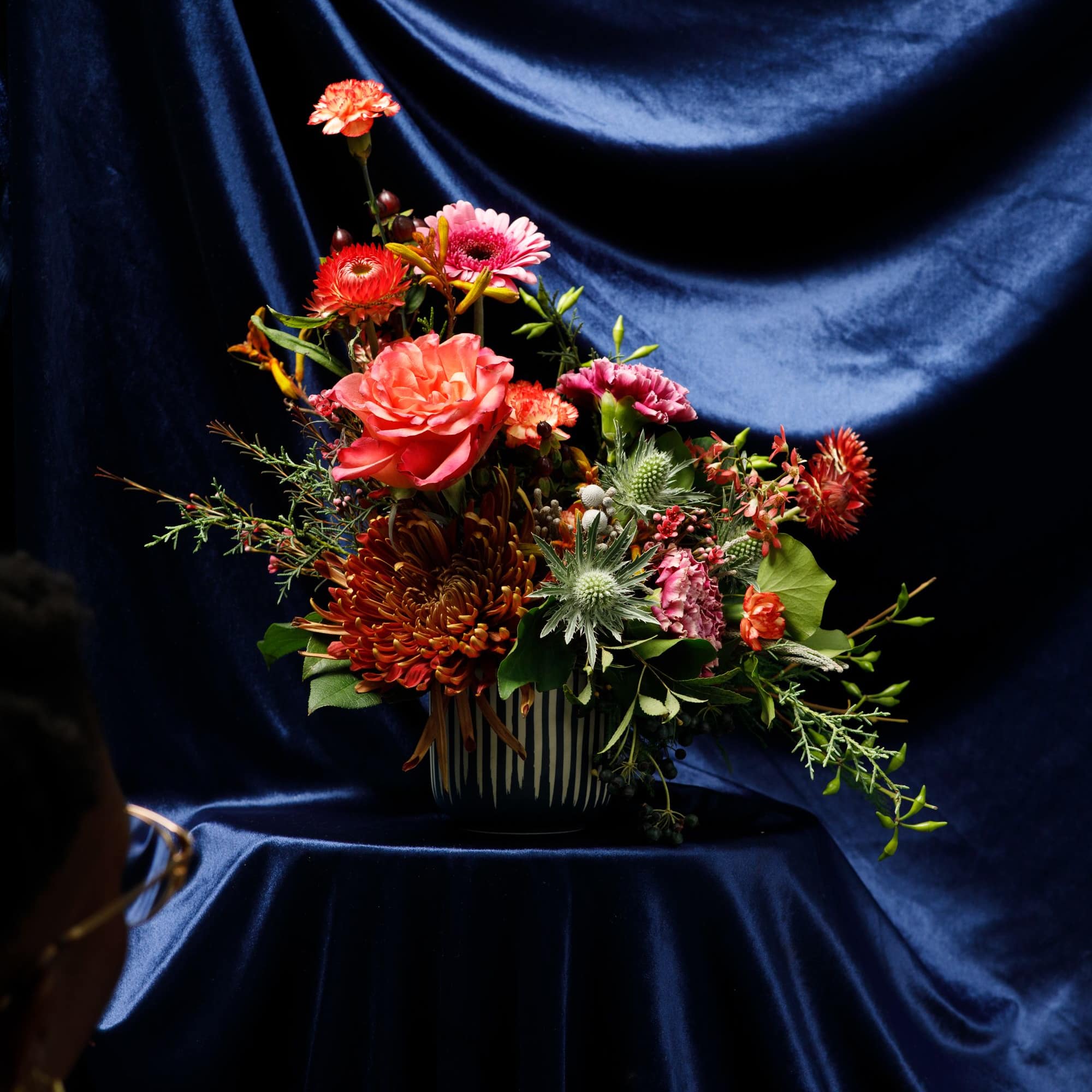  &ldquo;The Jefferson&rdquo; is our small, low &amp; lush, floral arrangement created