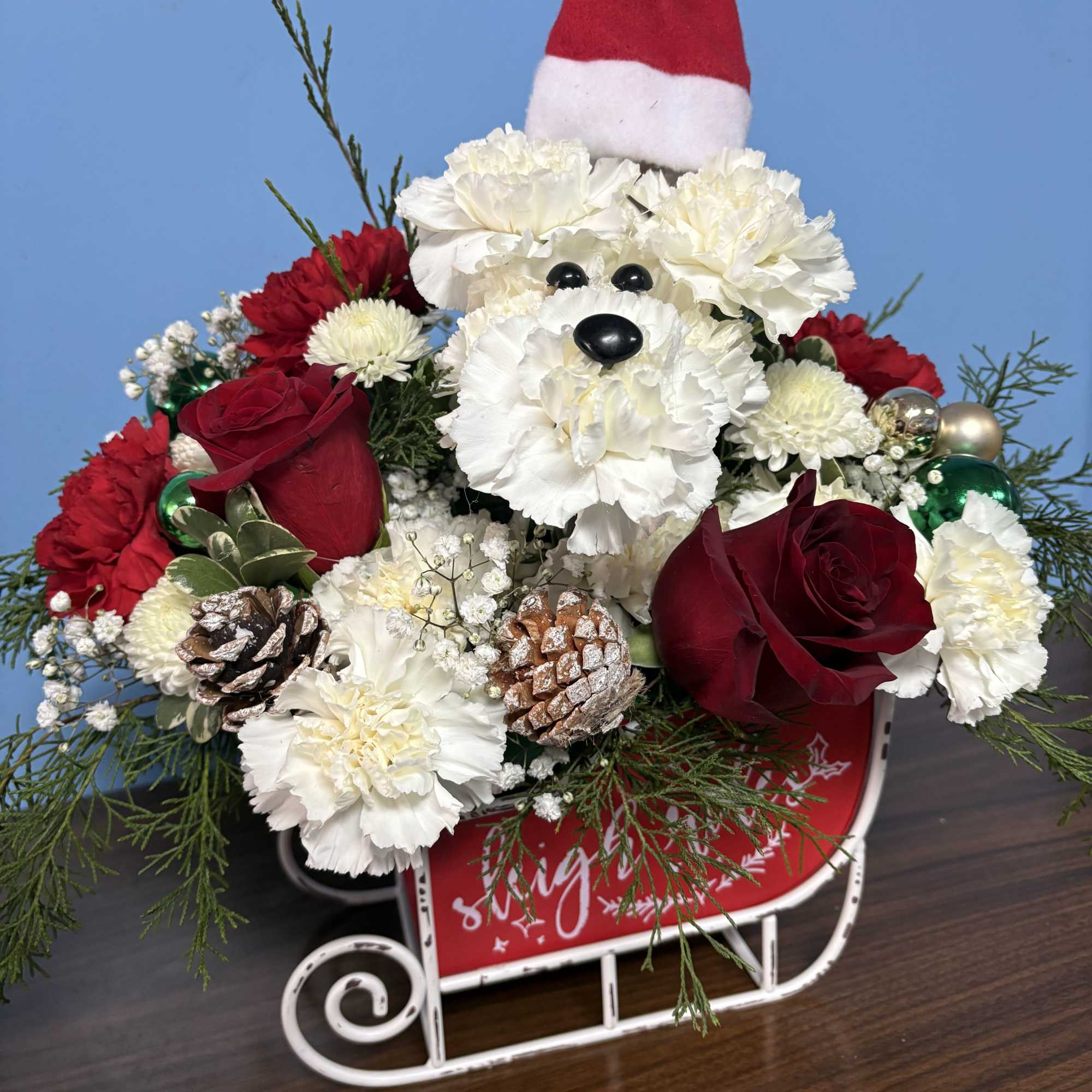 Our most popular arrangement done with a Christmas theme. 