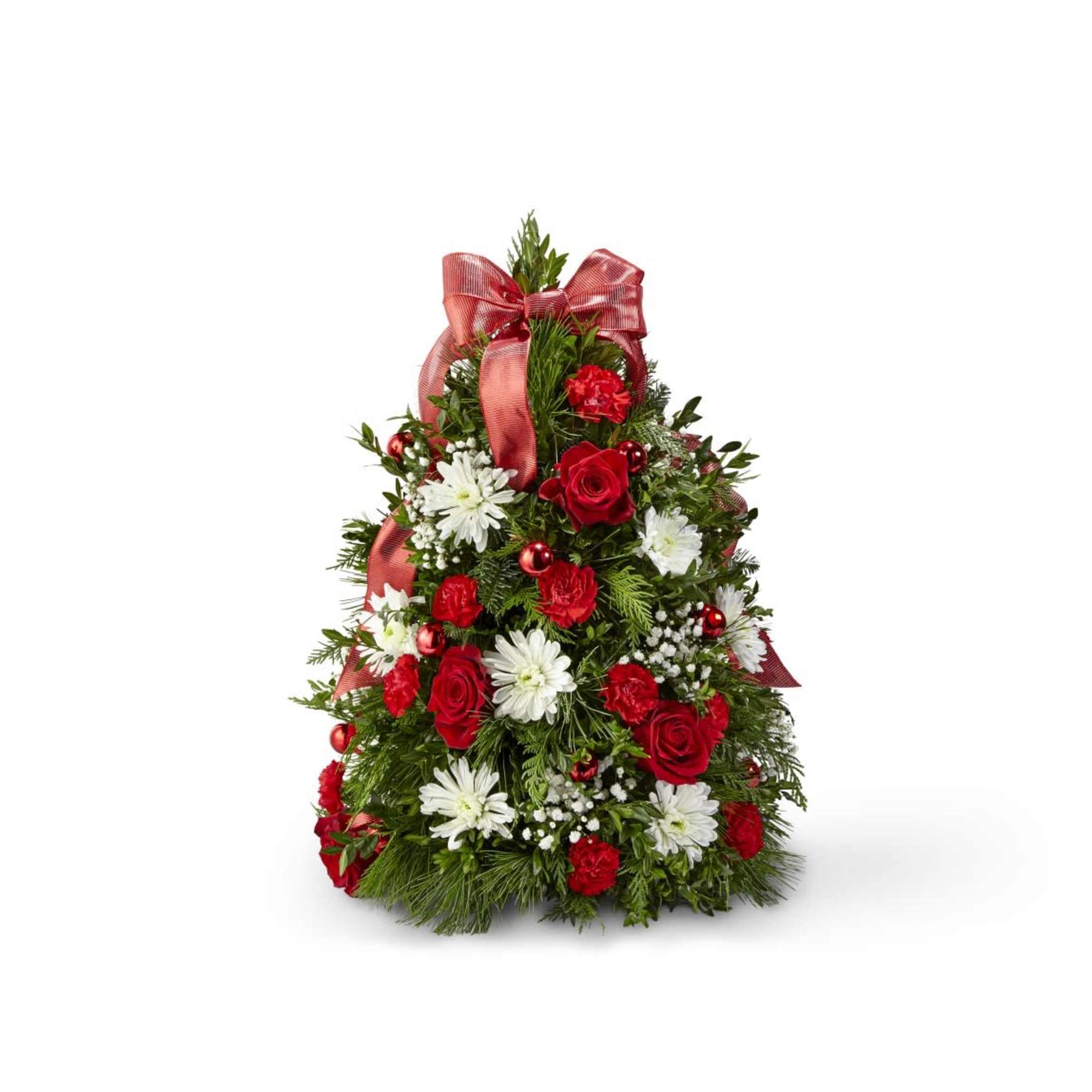 Fashioned from fresh cut greens, this makes a perfect gift for anyone.