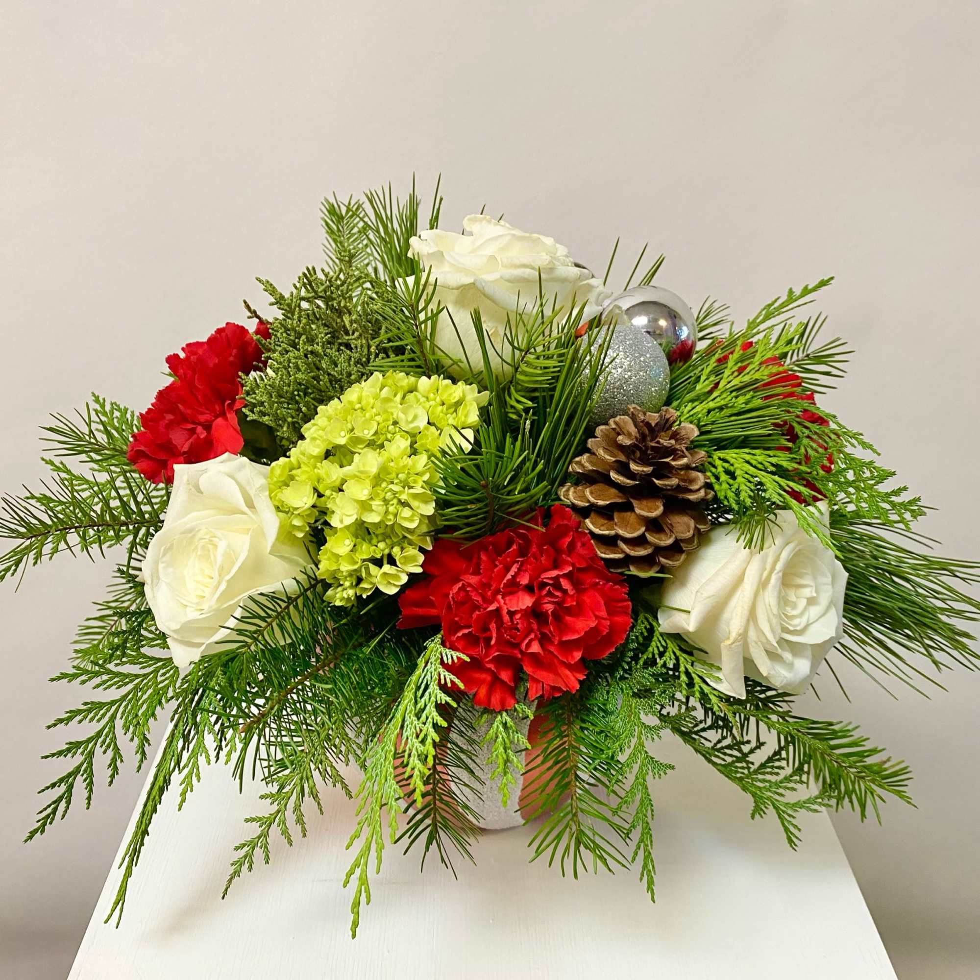 This Ceramic Ornament Shaped Vase with a Functional Lid. The Arrangement Includes