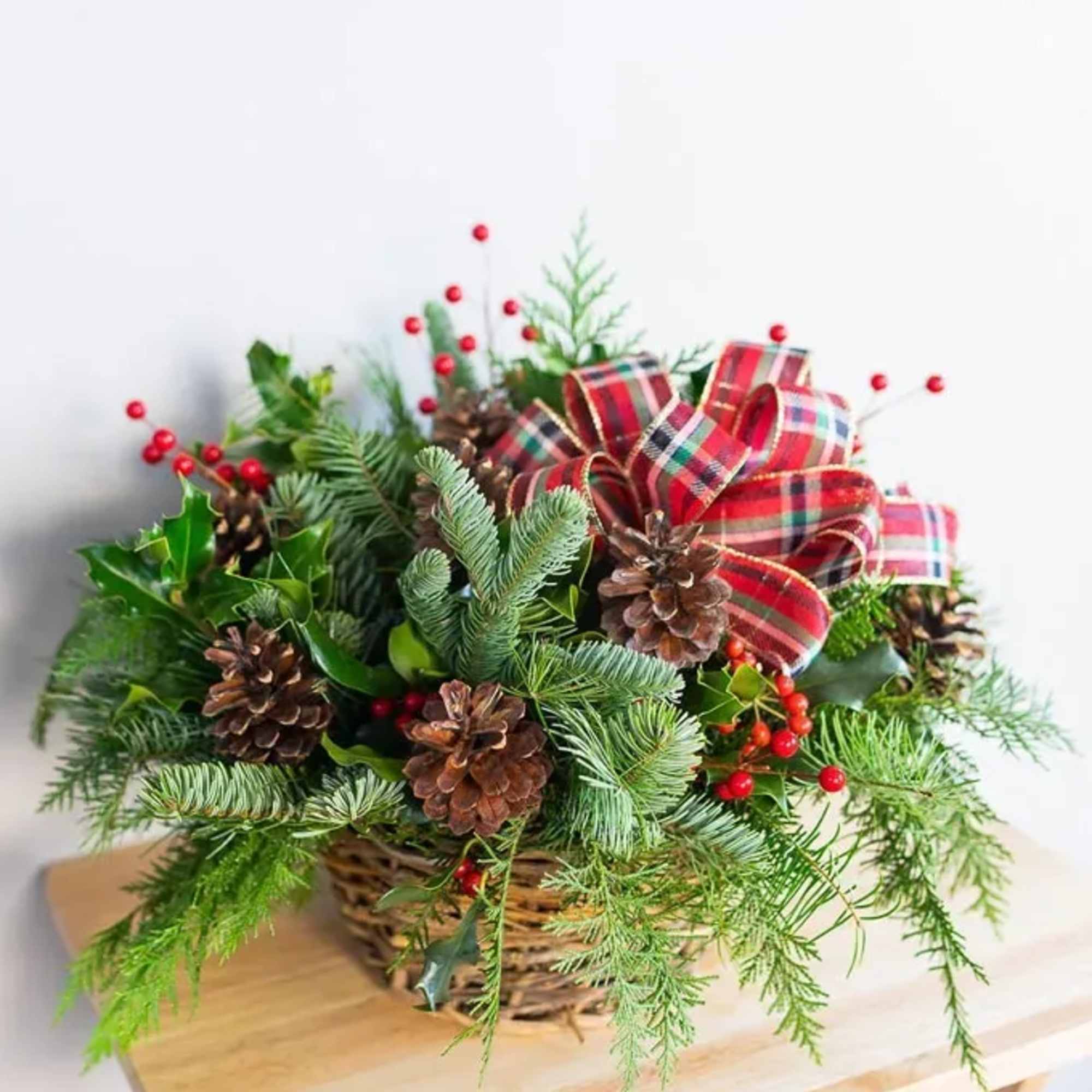 wooden basket for a cozy, woodland-inspired centerpiece or gift.