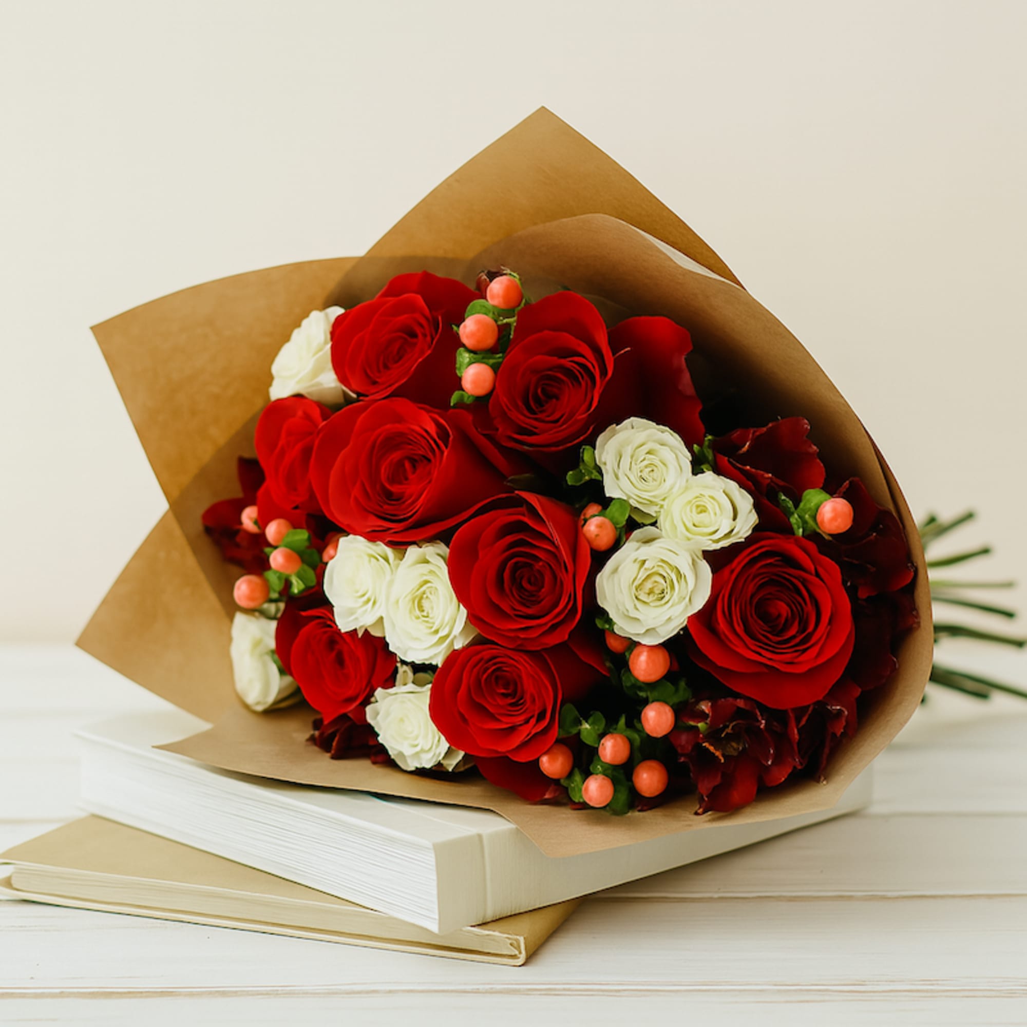 The All of Me Bouquet is a stunning hand-wrapped arrangement featuring lush
