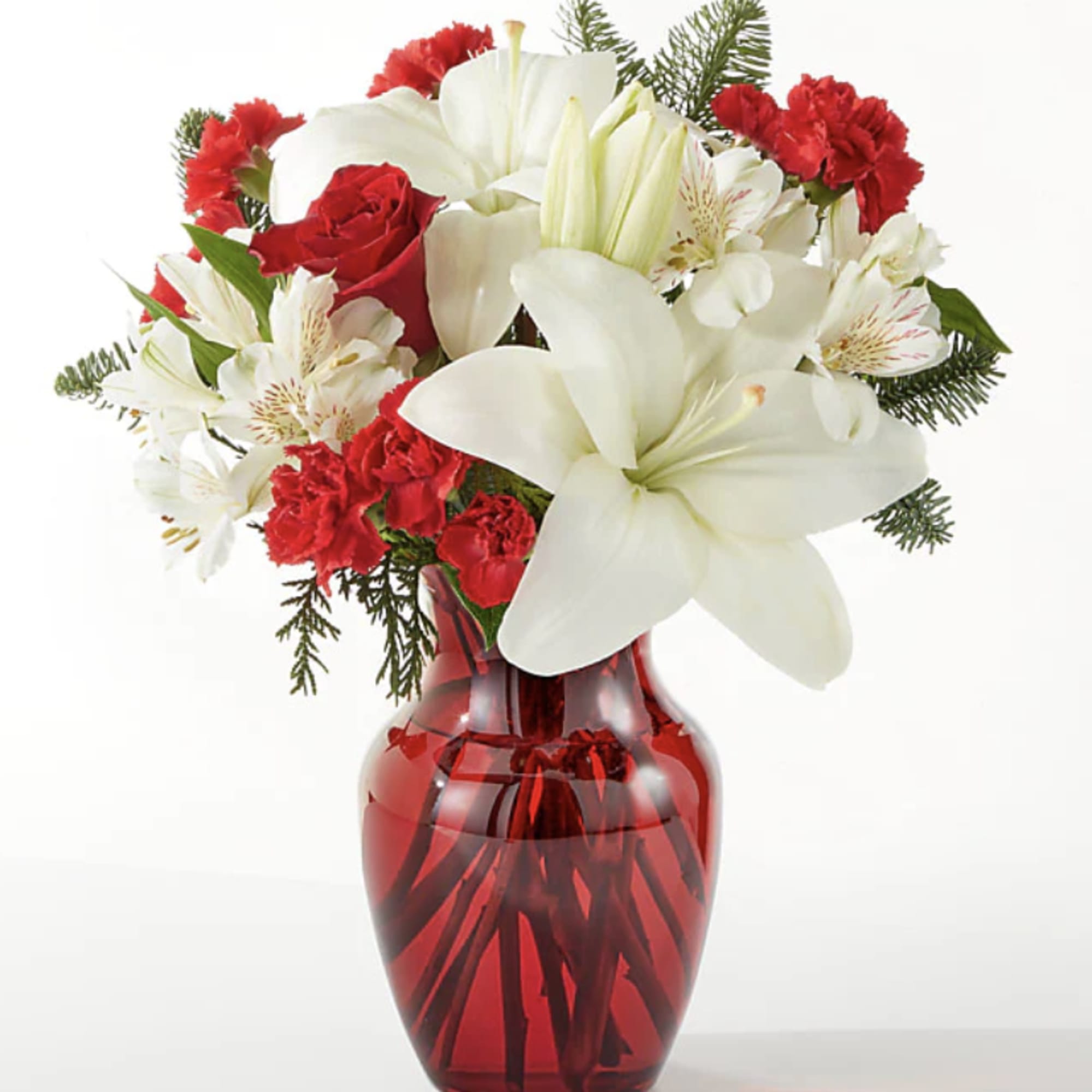 This radiant Red Stunner bouquet is designed to spread joy and holiday