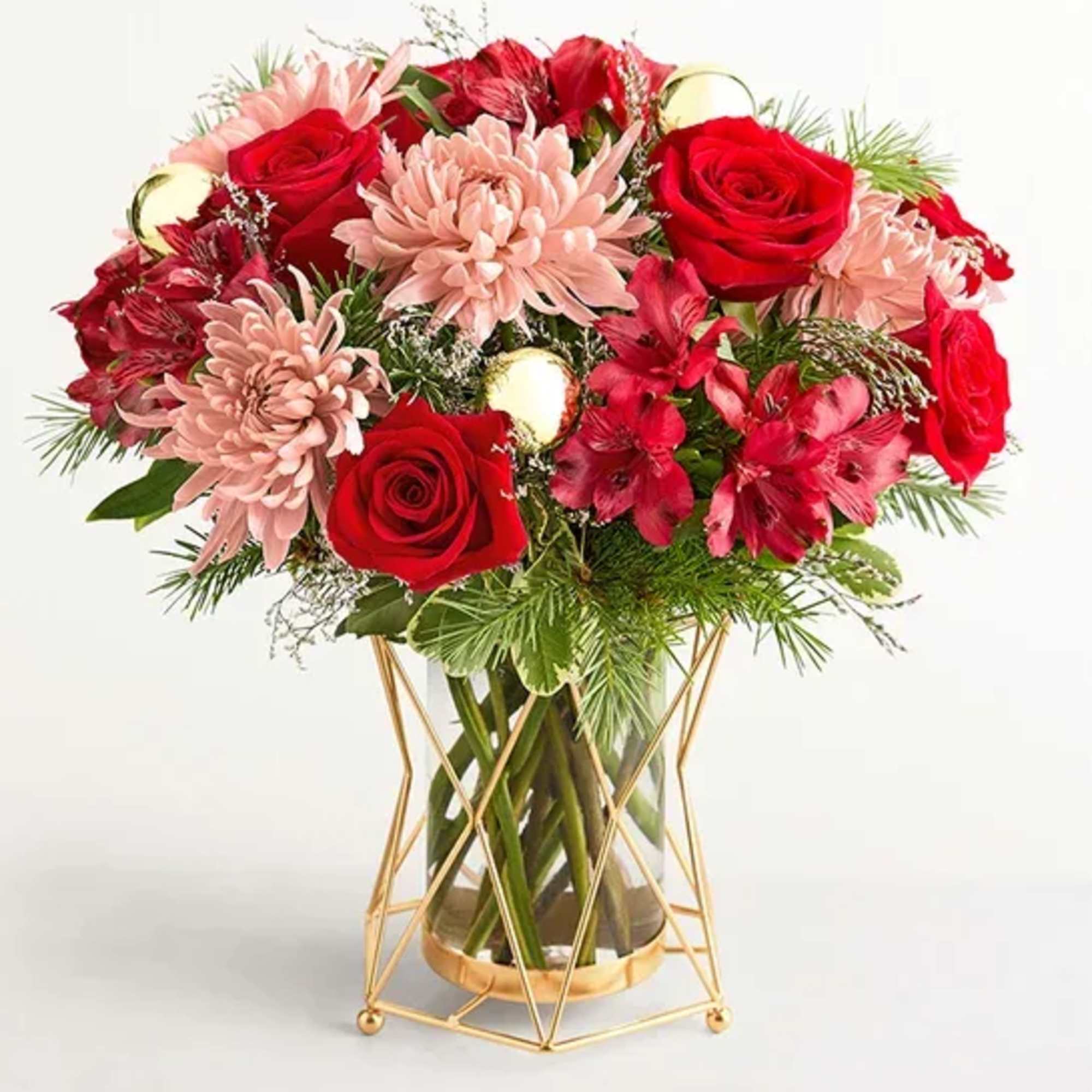 The very definition of merry and bright, this bouquet brings both classic