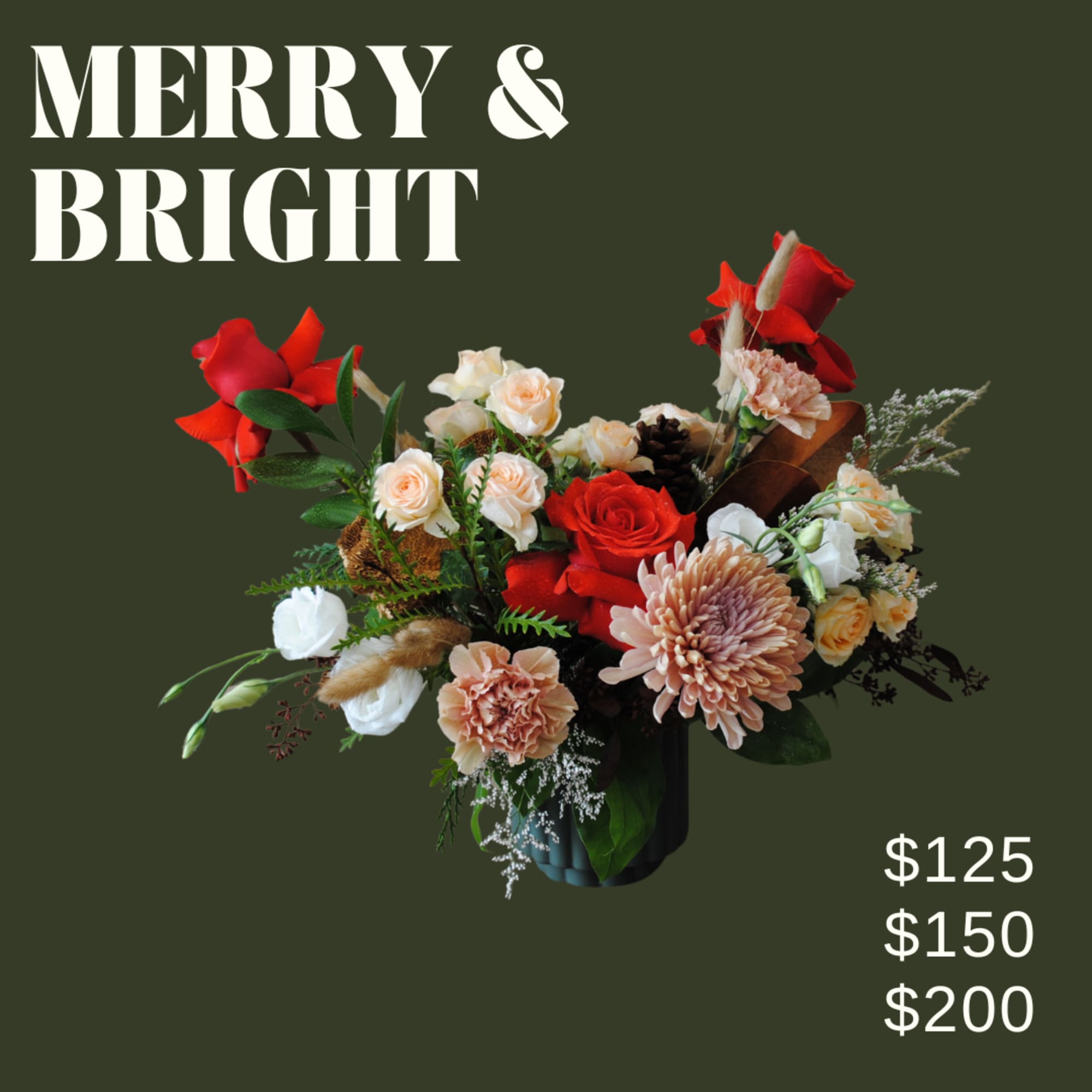 Merry &amp; Bright is a modern arrangement artfully designed in ceramic pot