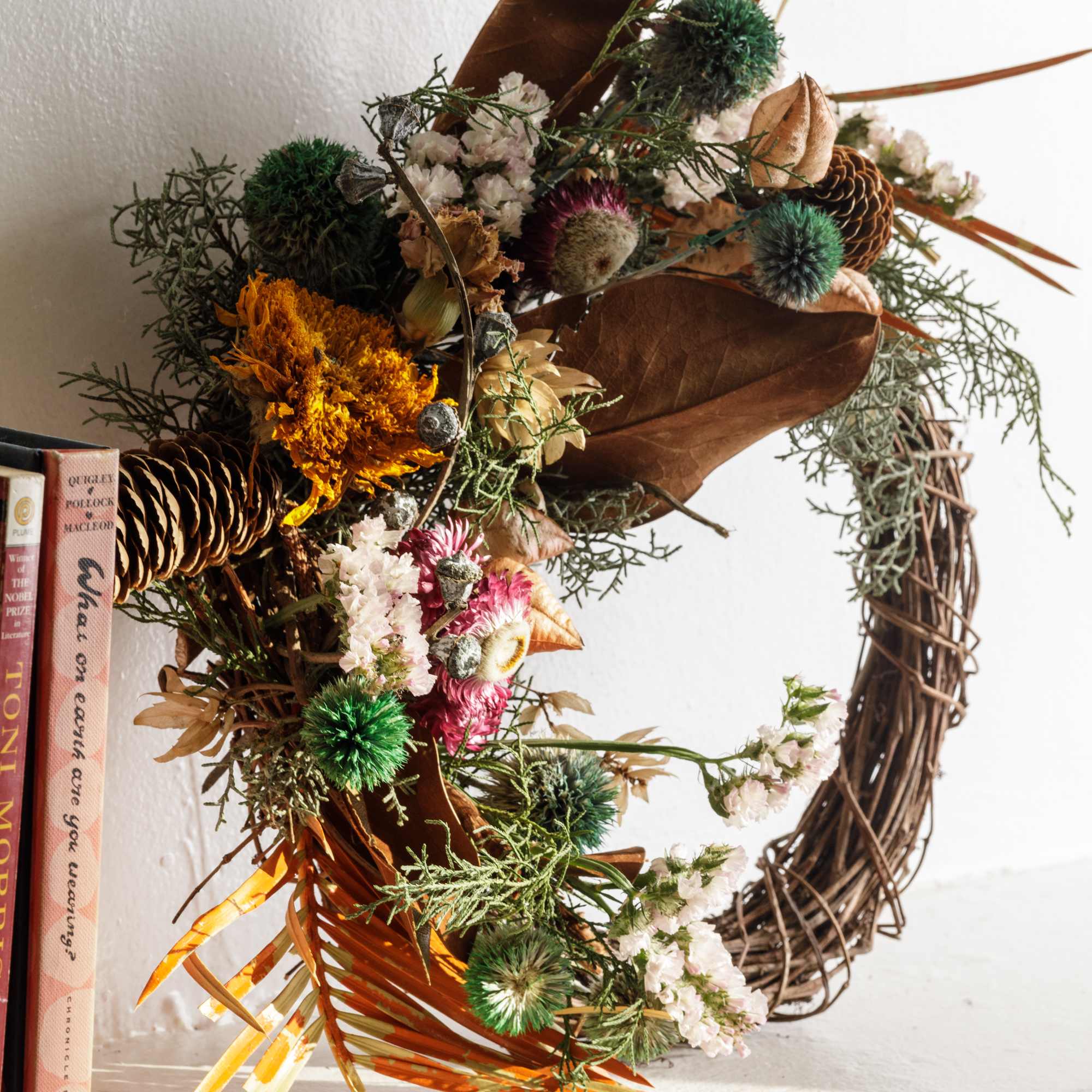Gift one of our handmade wreaths made with florals dried in-house and