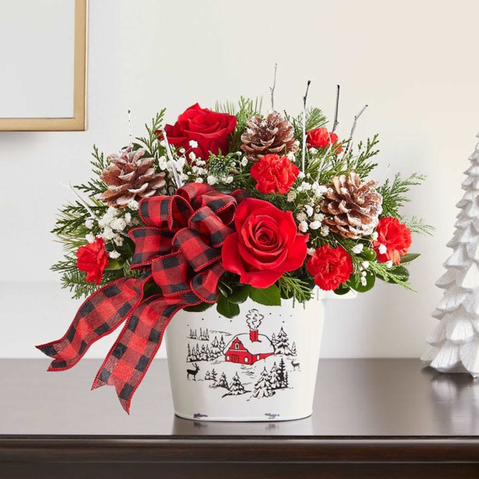 This cute and cozy floral arrangement is great for a gift for