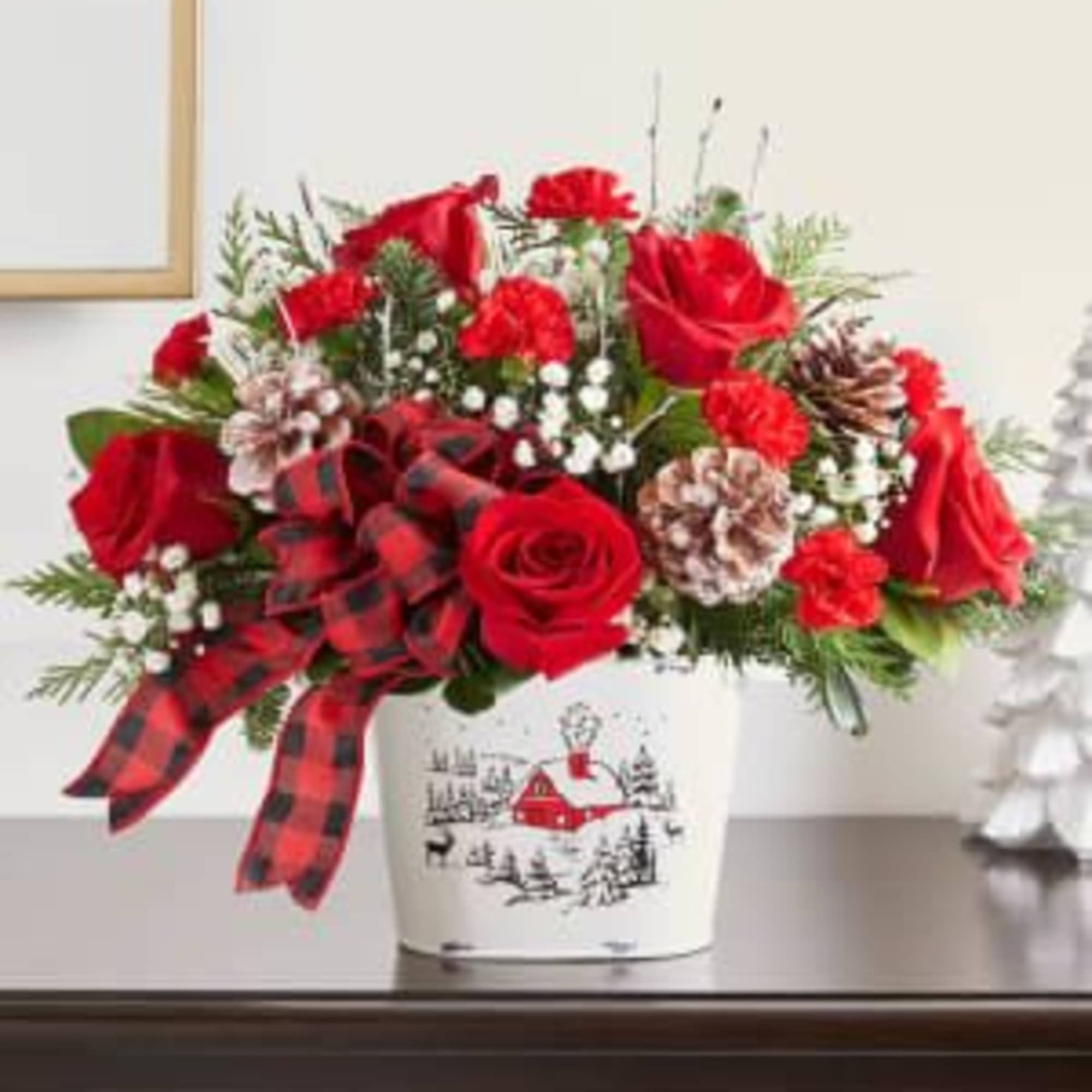 This cute and cozy floral arrangement is great for a gift for