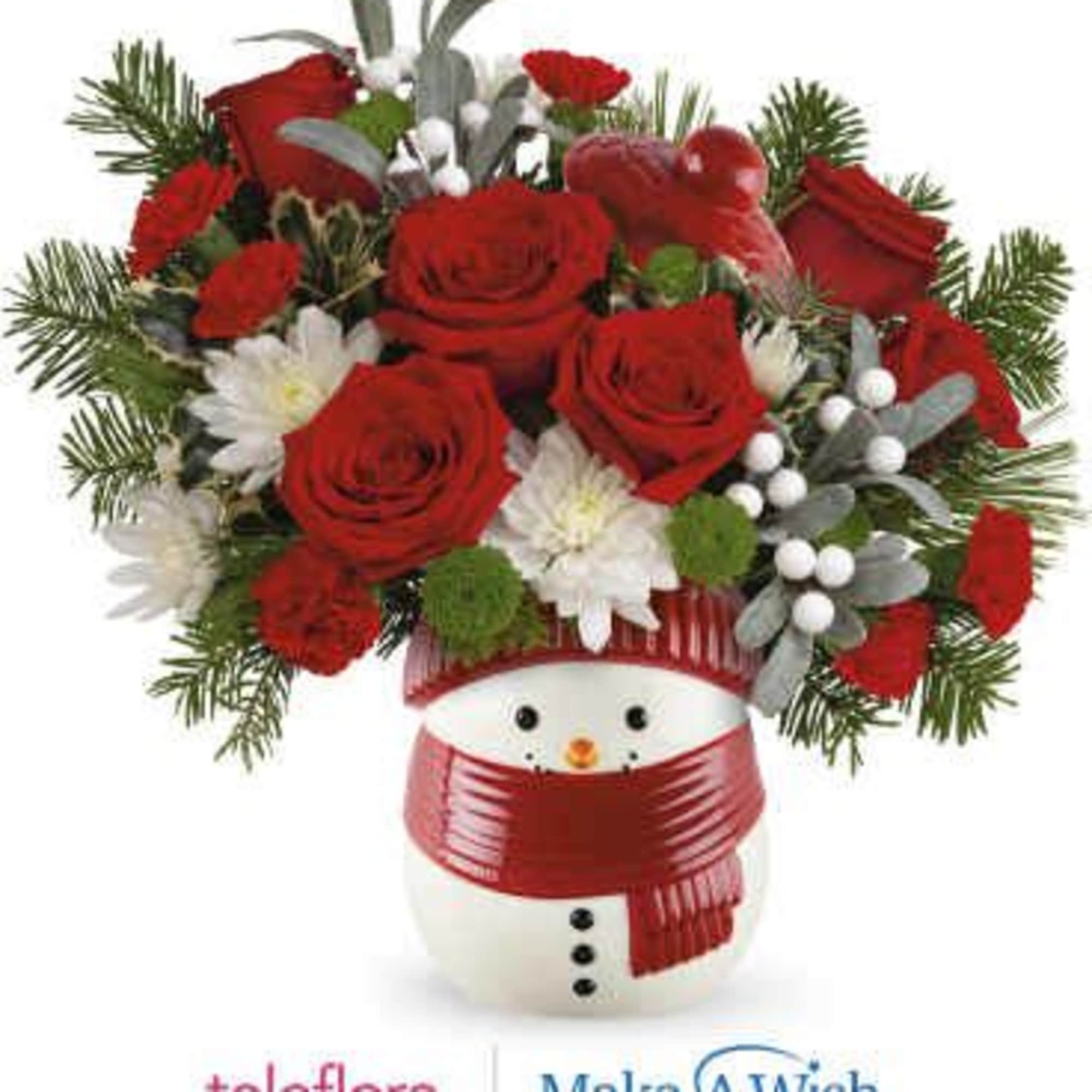 Whether it's filled with festive Christmas flowers or sweet treats, this cheerful