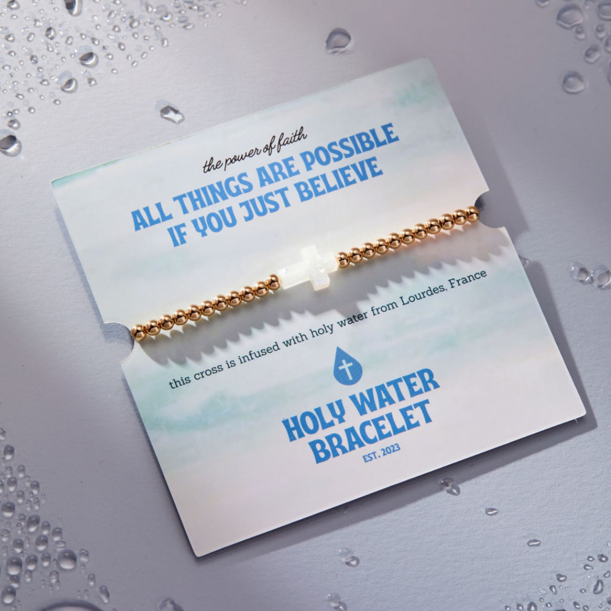 Holy Water bracelets are infused with authentic water from Lourdes France, and