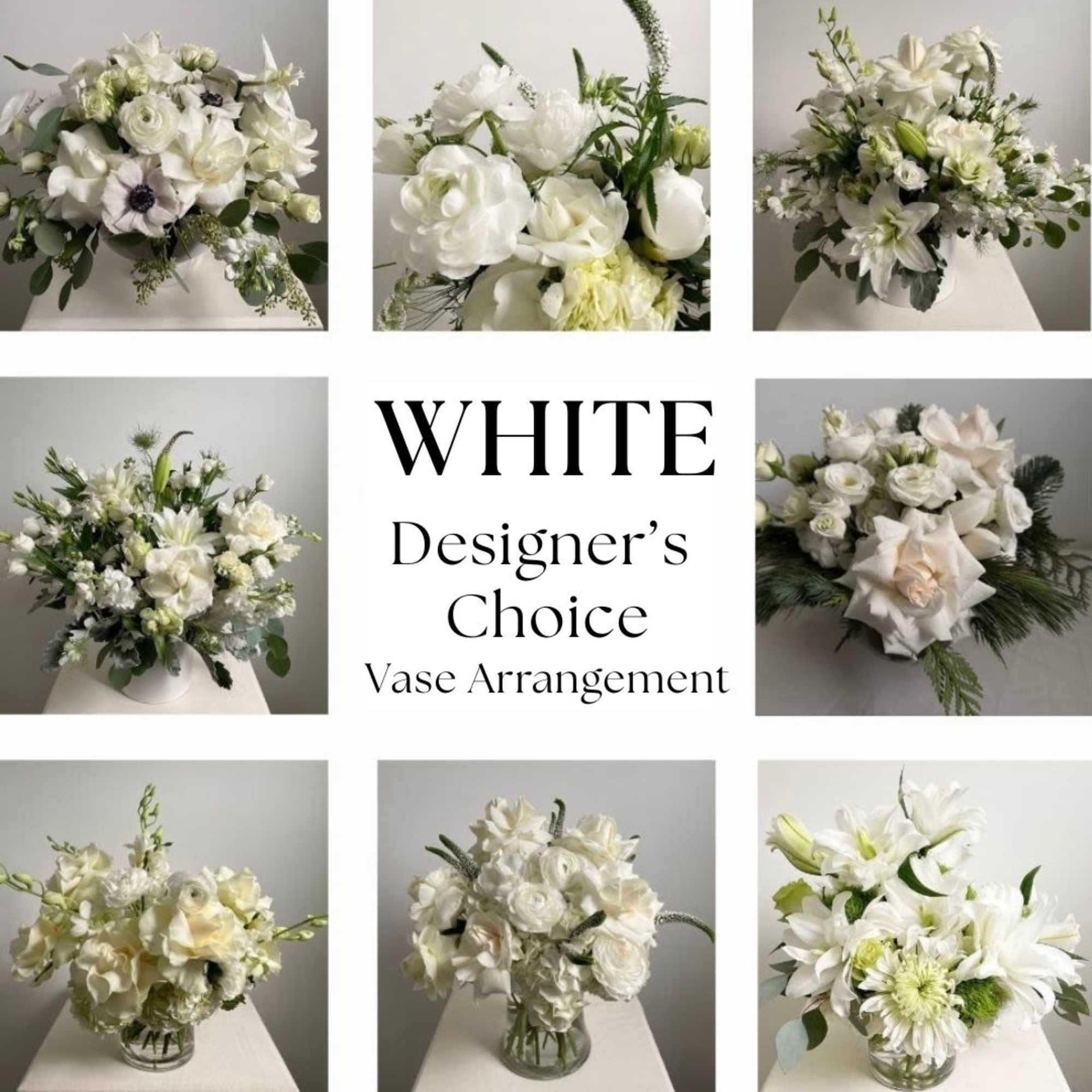 Trust us to create a beautiful and thoughtful monochromatic white vase arrangement