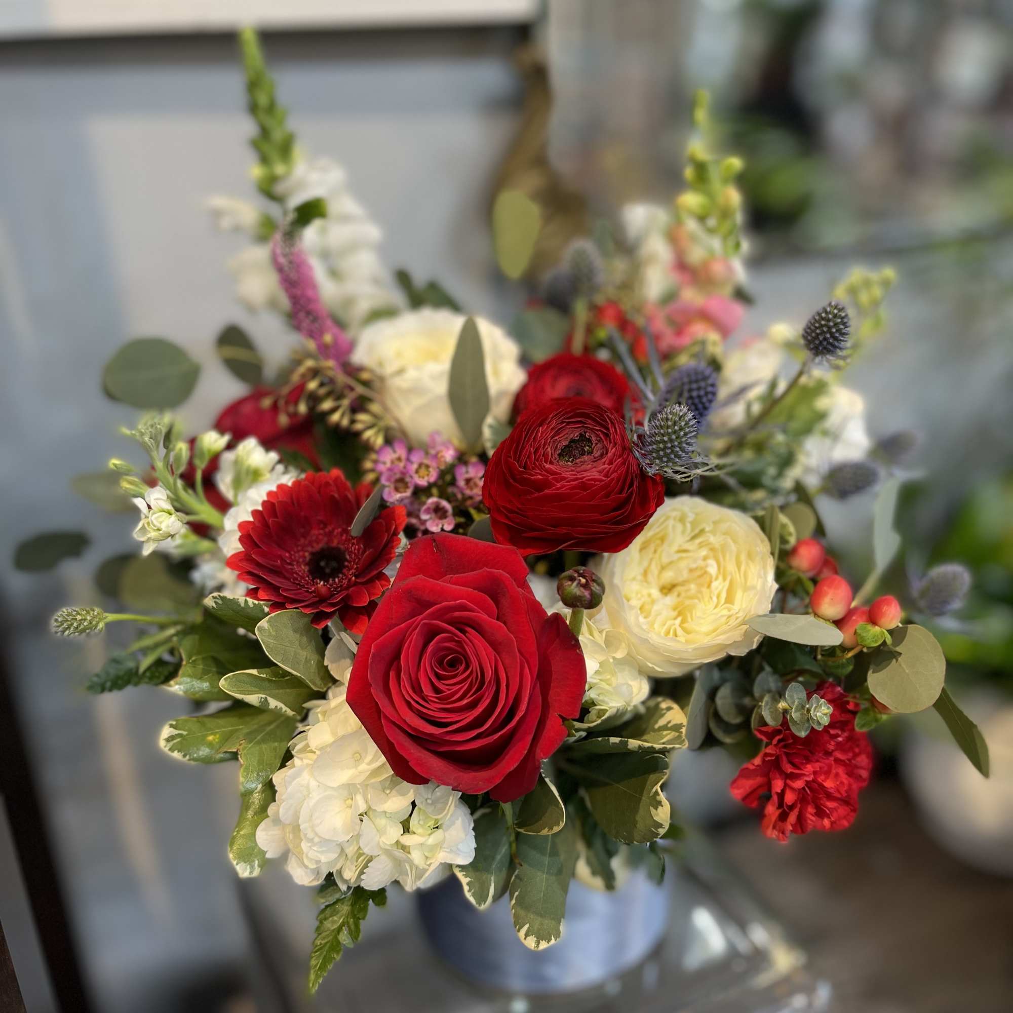 Beautiful design with simplicity in striking red and white, with hint of