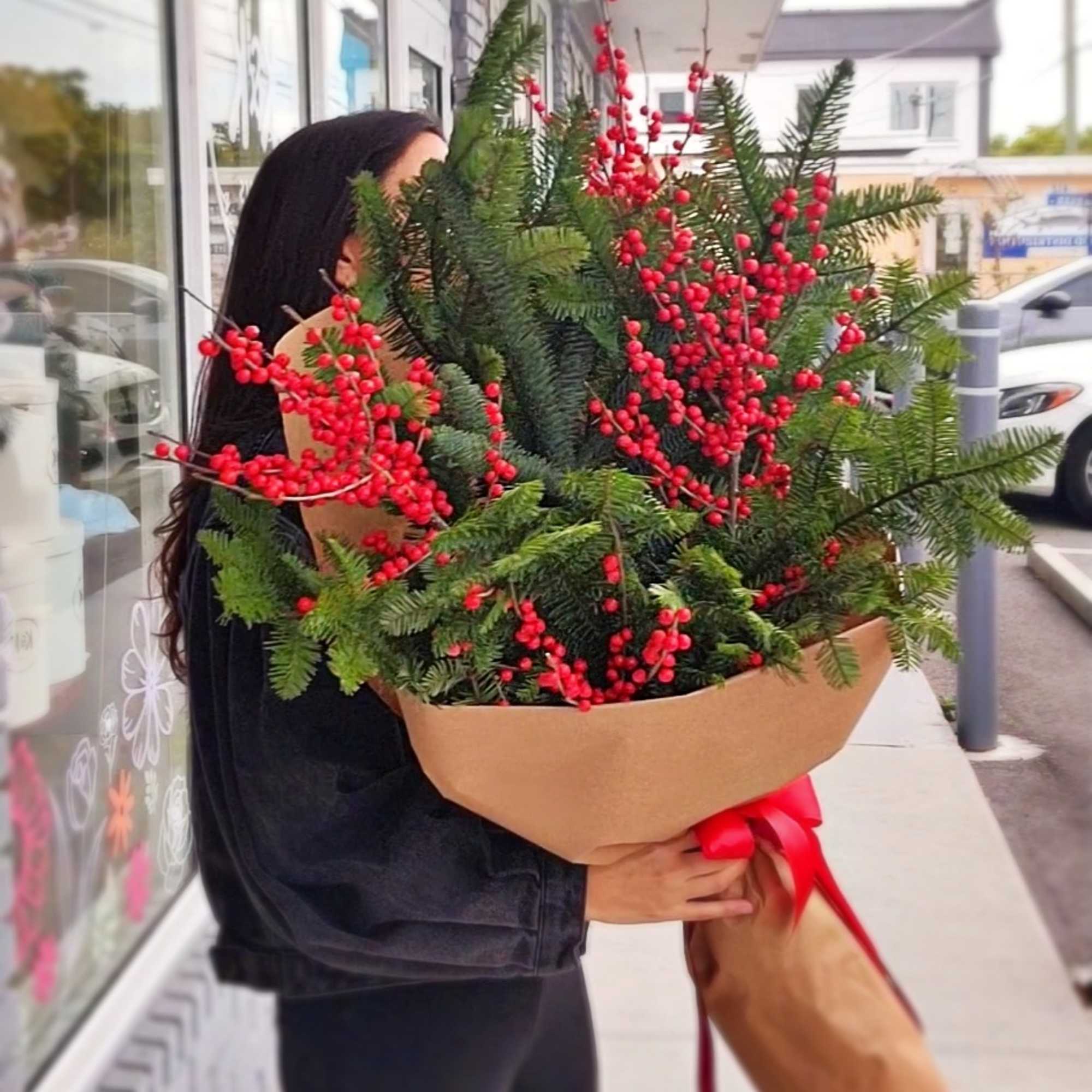 XL bouquet made of Christmas tree pine and berries, perfect for the