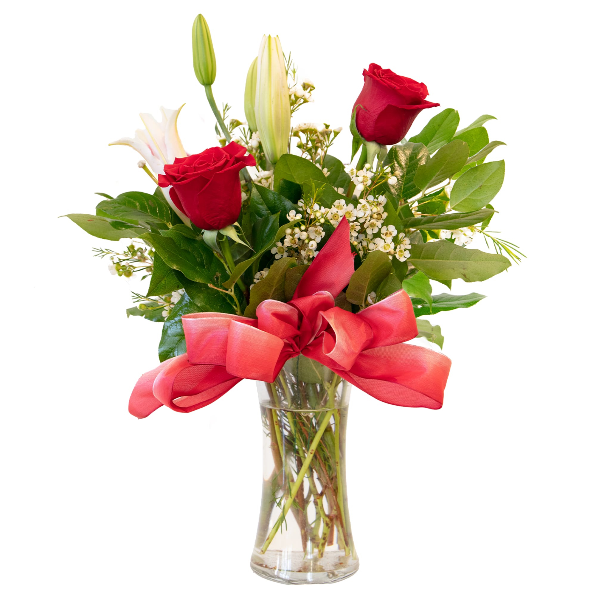 A beautiful fragrent lilly-Rose combo perfect for any occasion