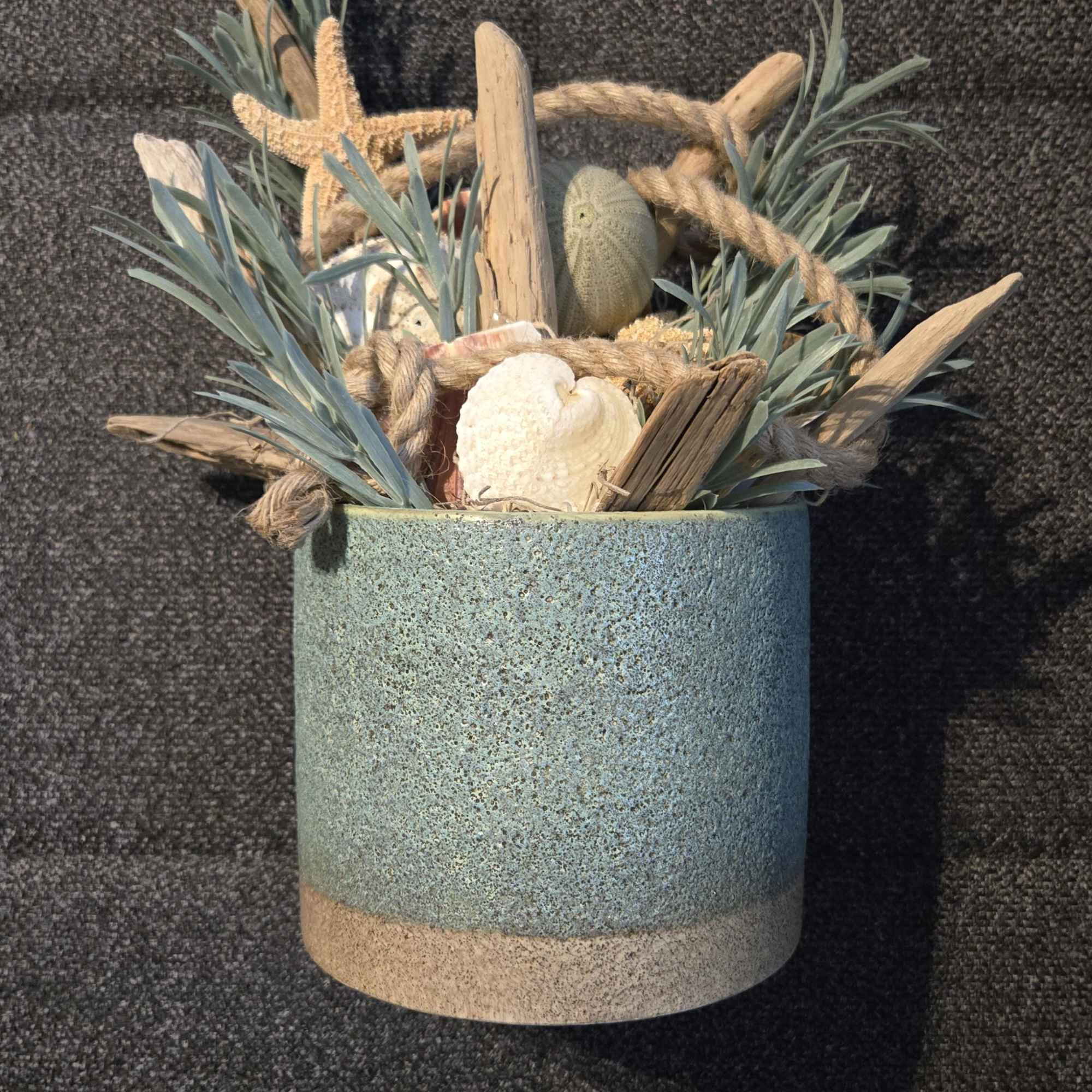 How stunning is this one...
NO watering needed...
Quality textured ceramic pottery arranged with
