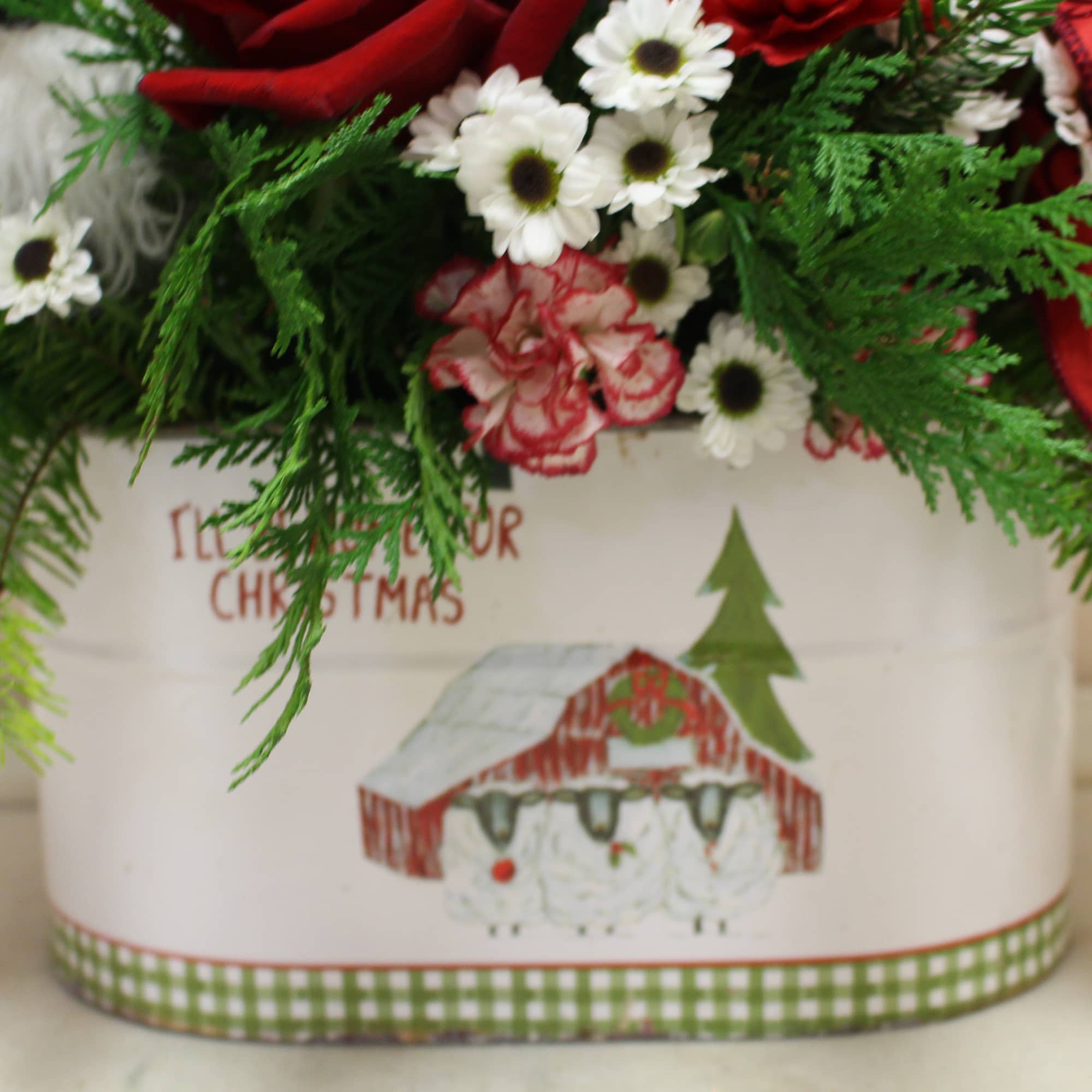 you will see a little lamb peeking thru this beautiful arrangement. 