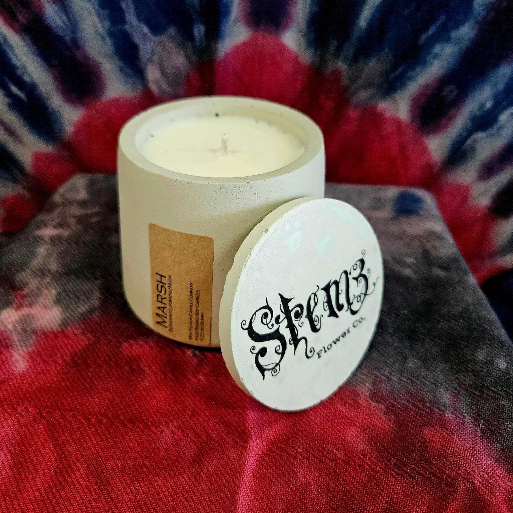 Specialty candles made locally in a variety of scents pictured. 
If you