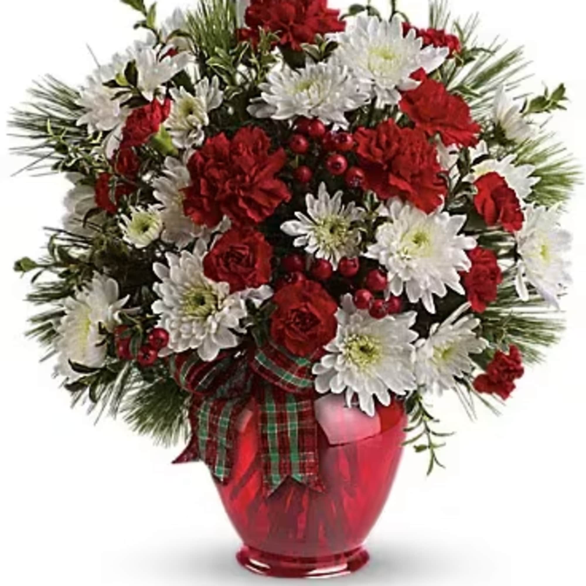 Spread the joy of the season with this merry bouquet of red