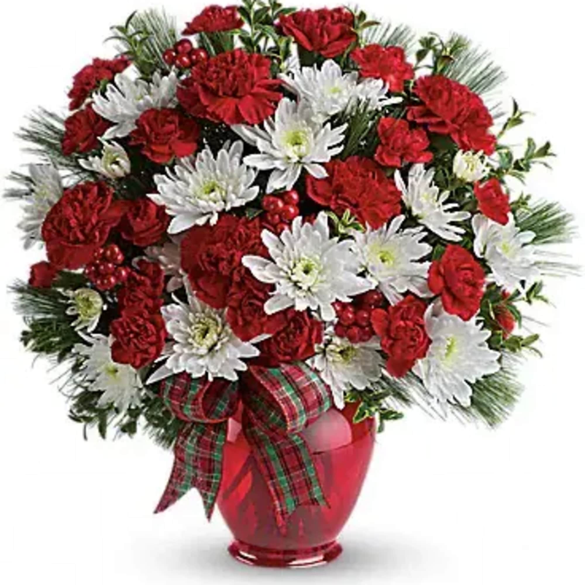 Spread the joy of the season with this merry bouquet of red