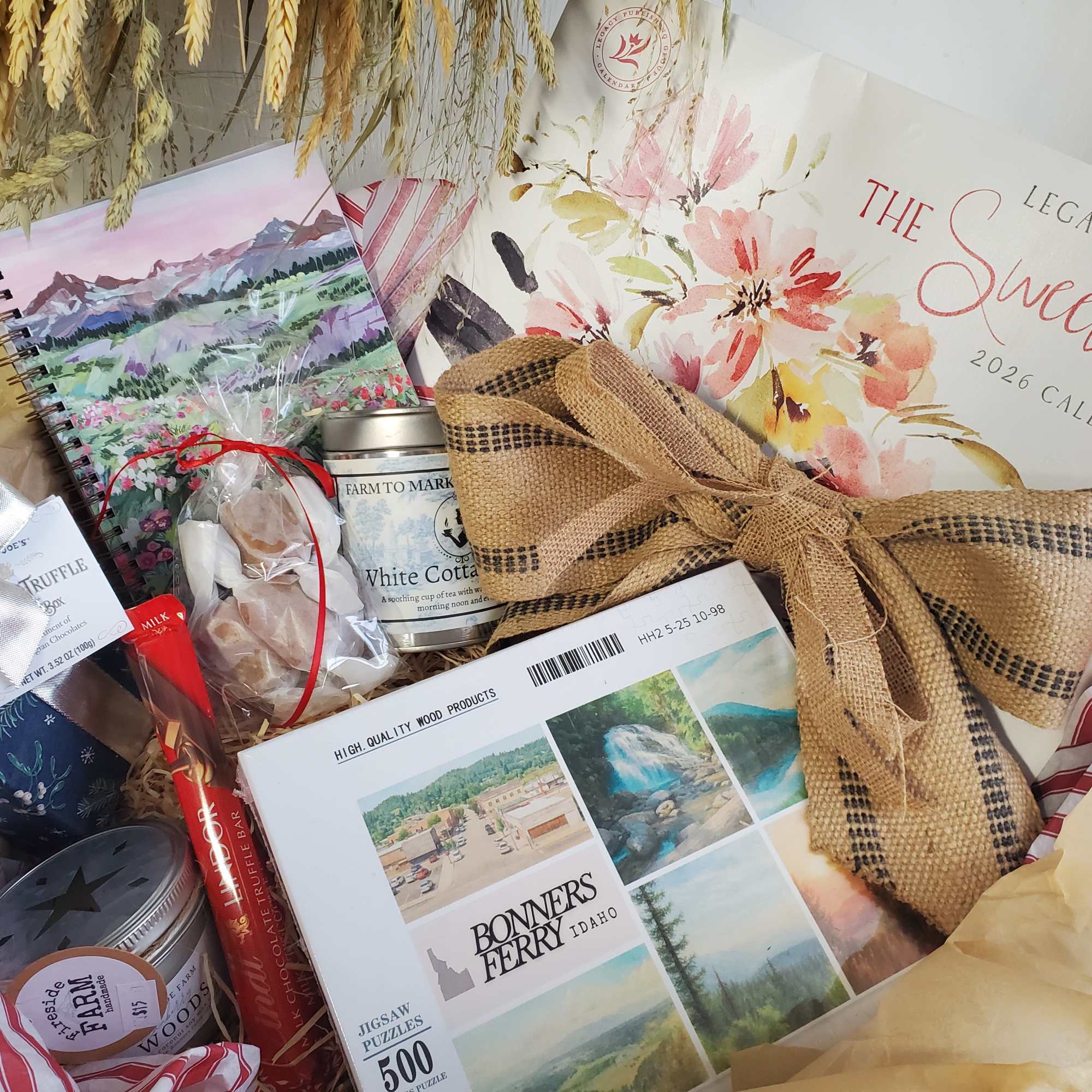 Buy yourself or your friend a basket! Writing journal, herbal tea, caramels