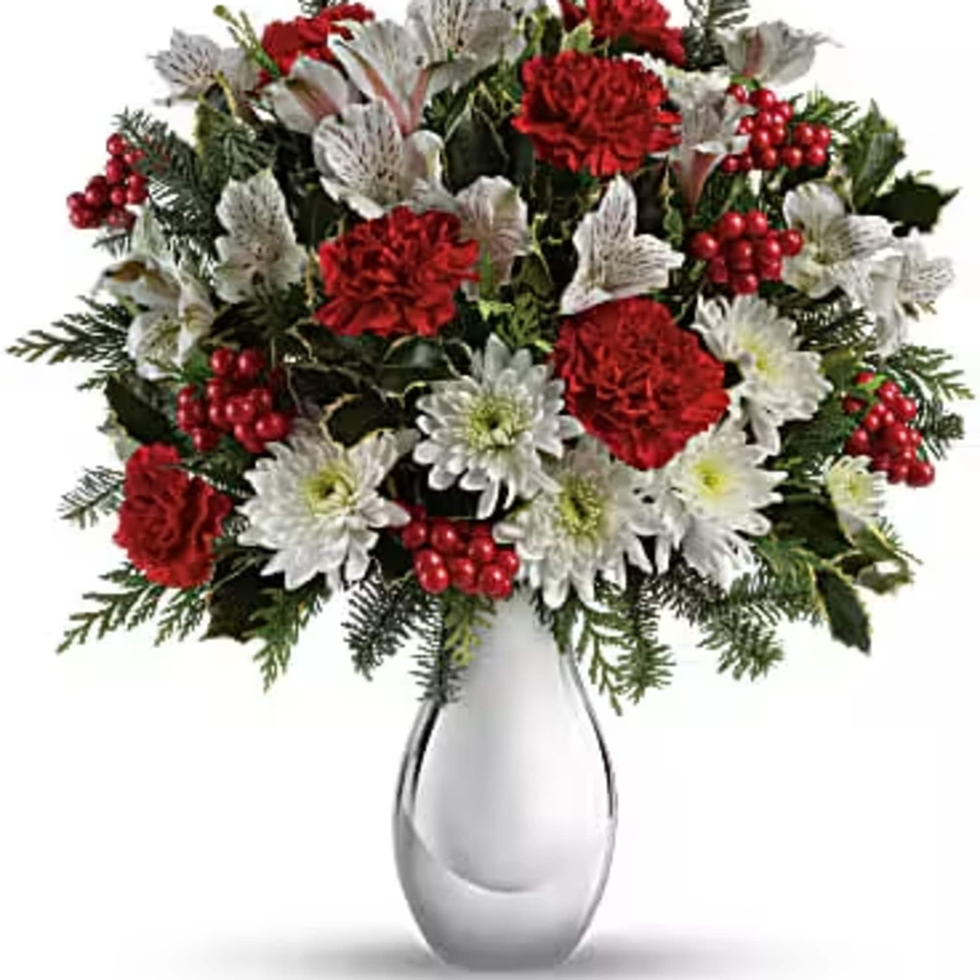 Brighten any winter's day with this festive array of crimson carnations and