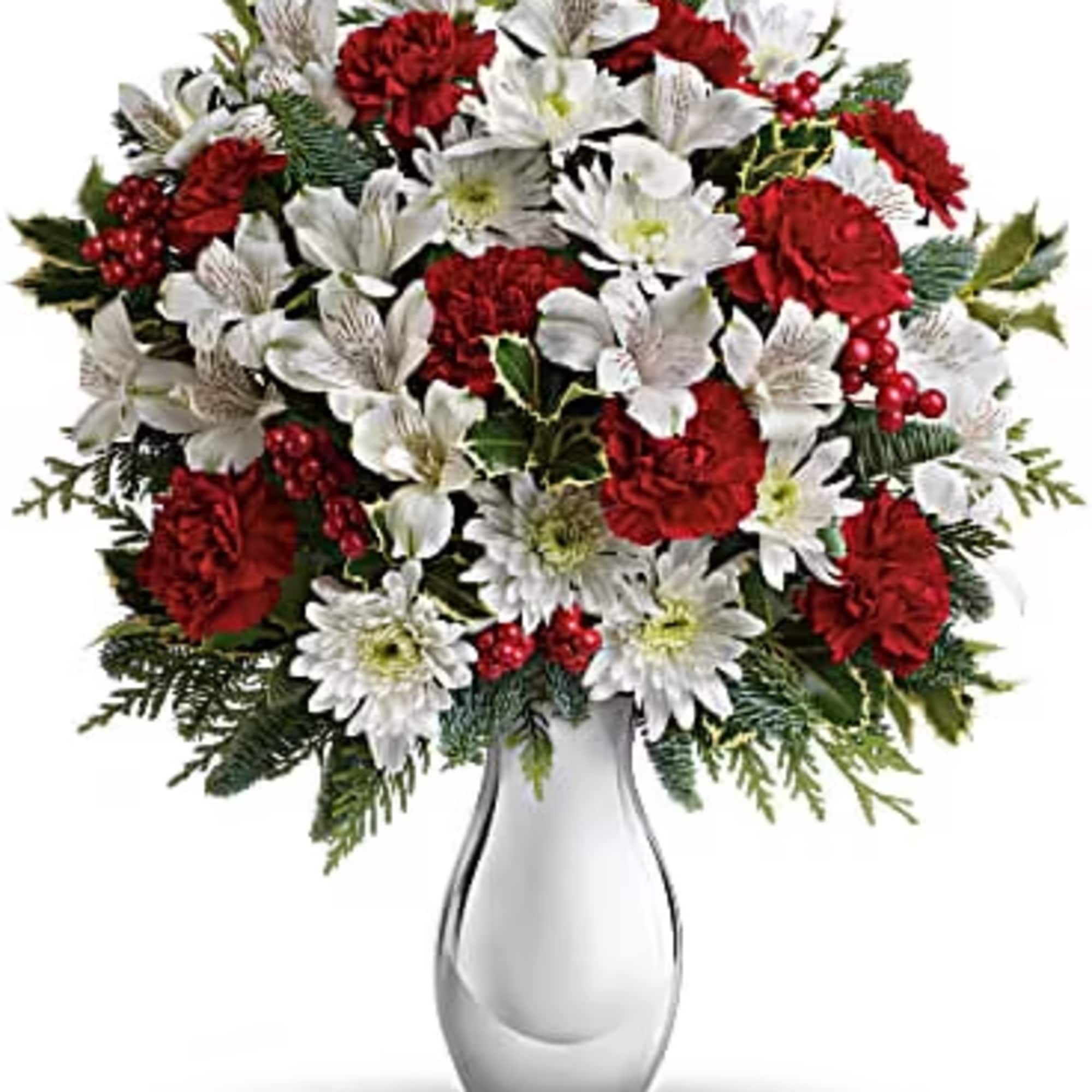 Brighten any winter's day with this festive array of crimson carnations and