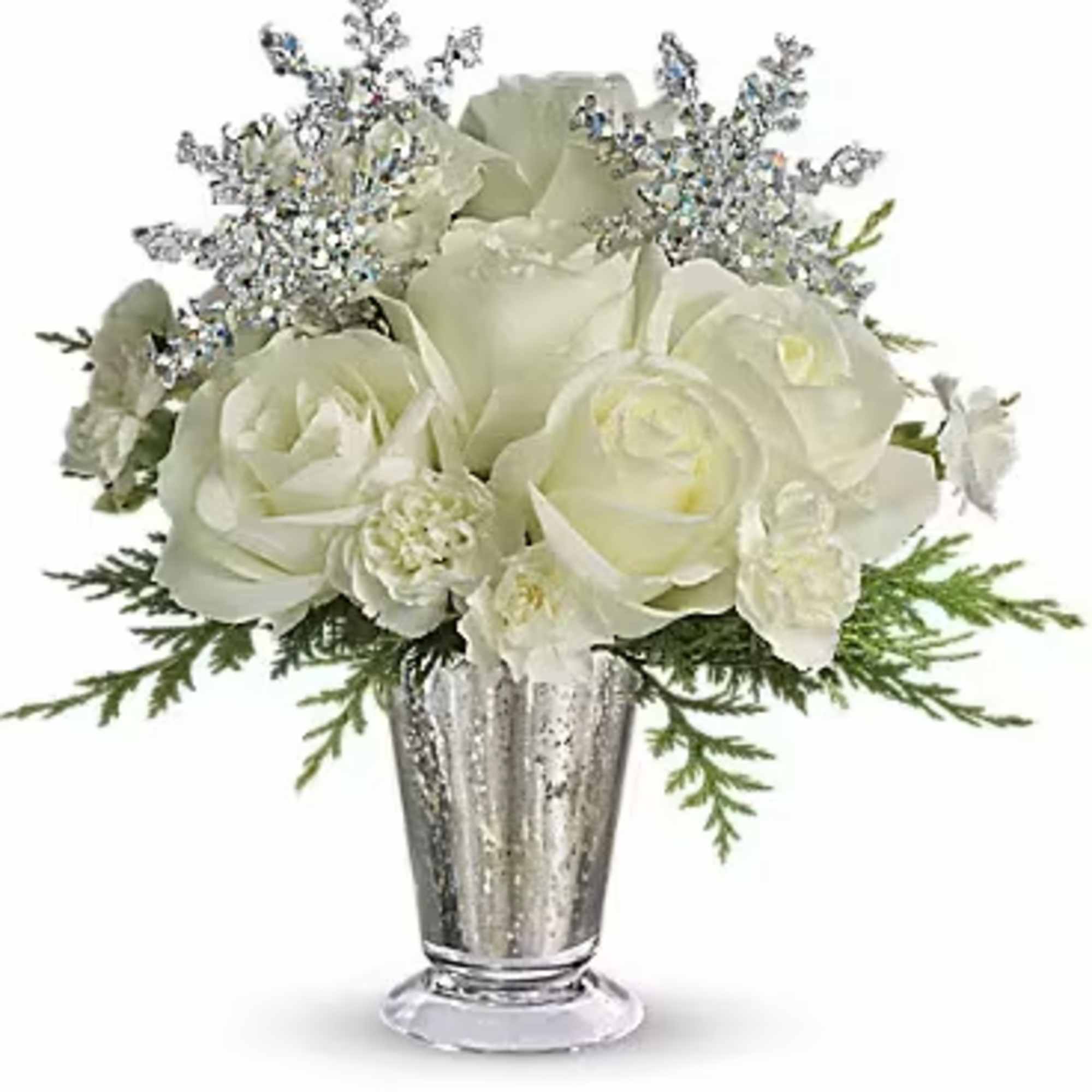 Sparkling and splendid, this elegant arrangement is perfect for any winter celebration.