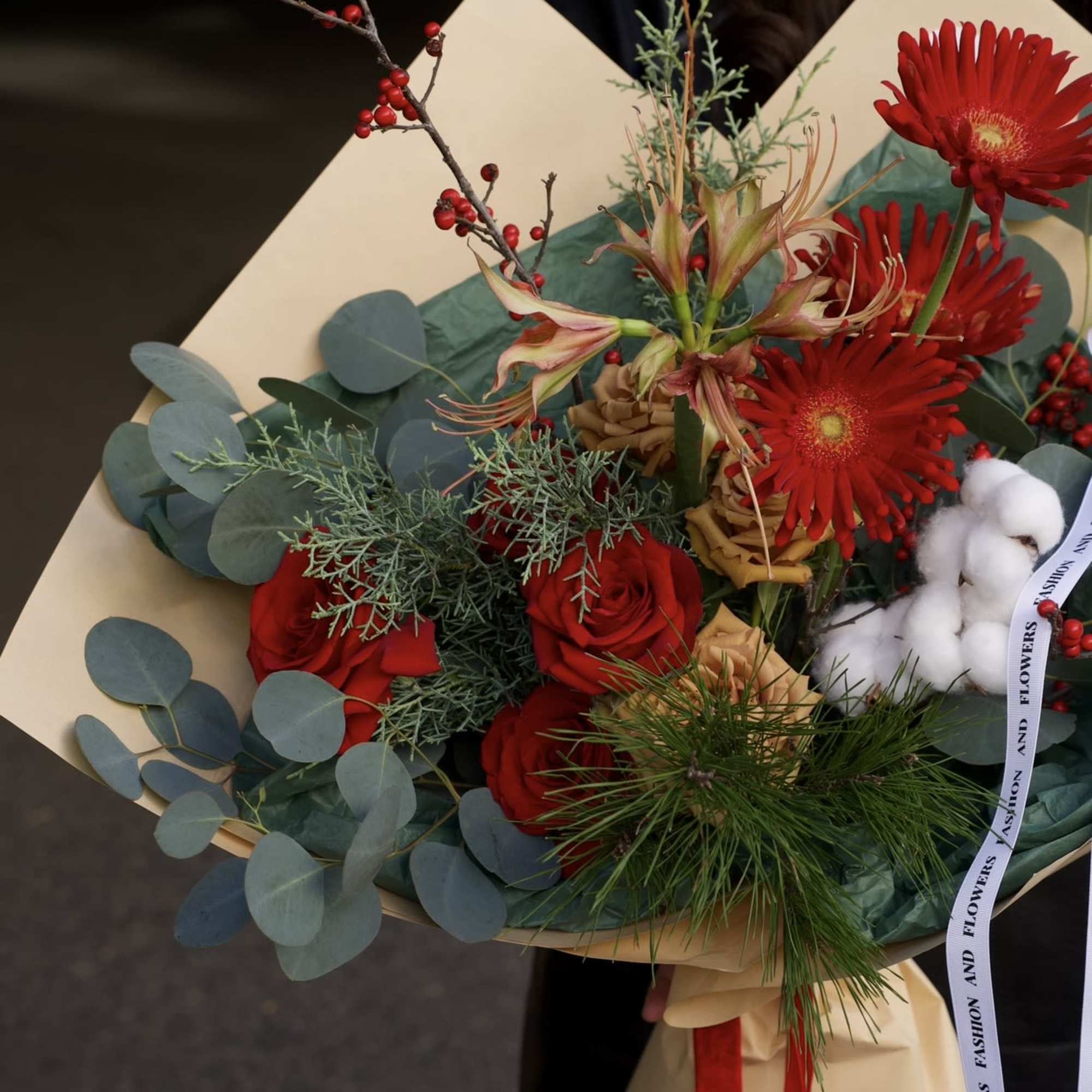 A beautifully balanced florist&rsquo;s choice bouquet offering more volume, texture, and visual