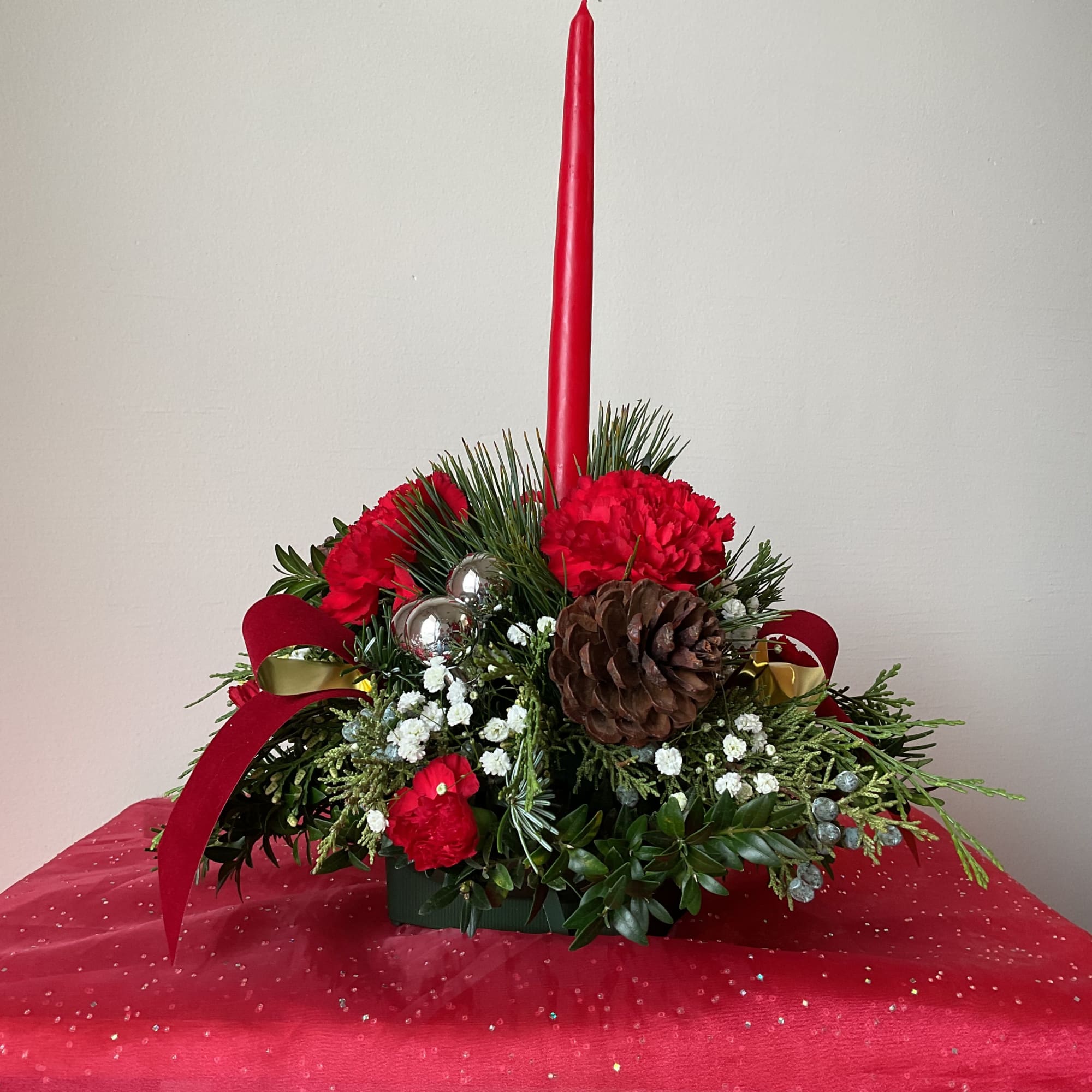 Perfect for the center of your Christmas Feast. Each arrangement is filled