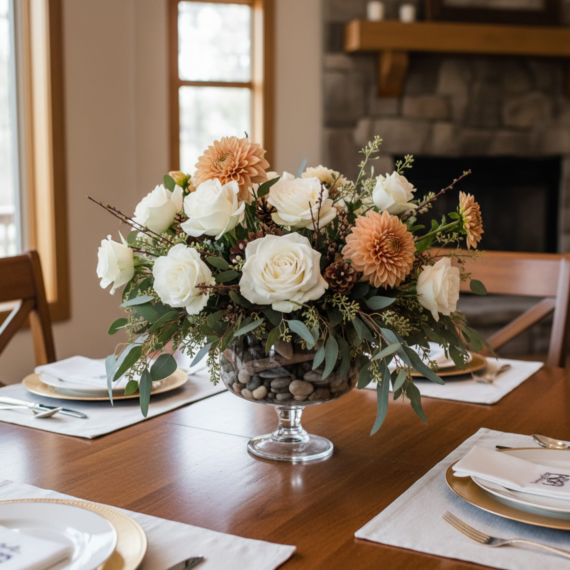 Make your Thanksgiving table unforgettable. Our artful centerpieces bring warmth, mountain charm