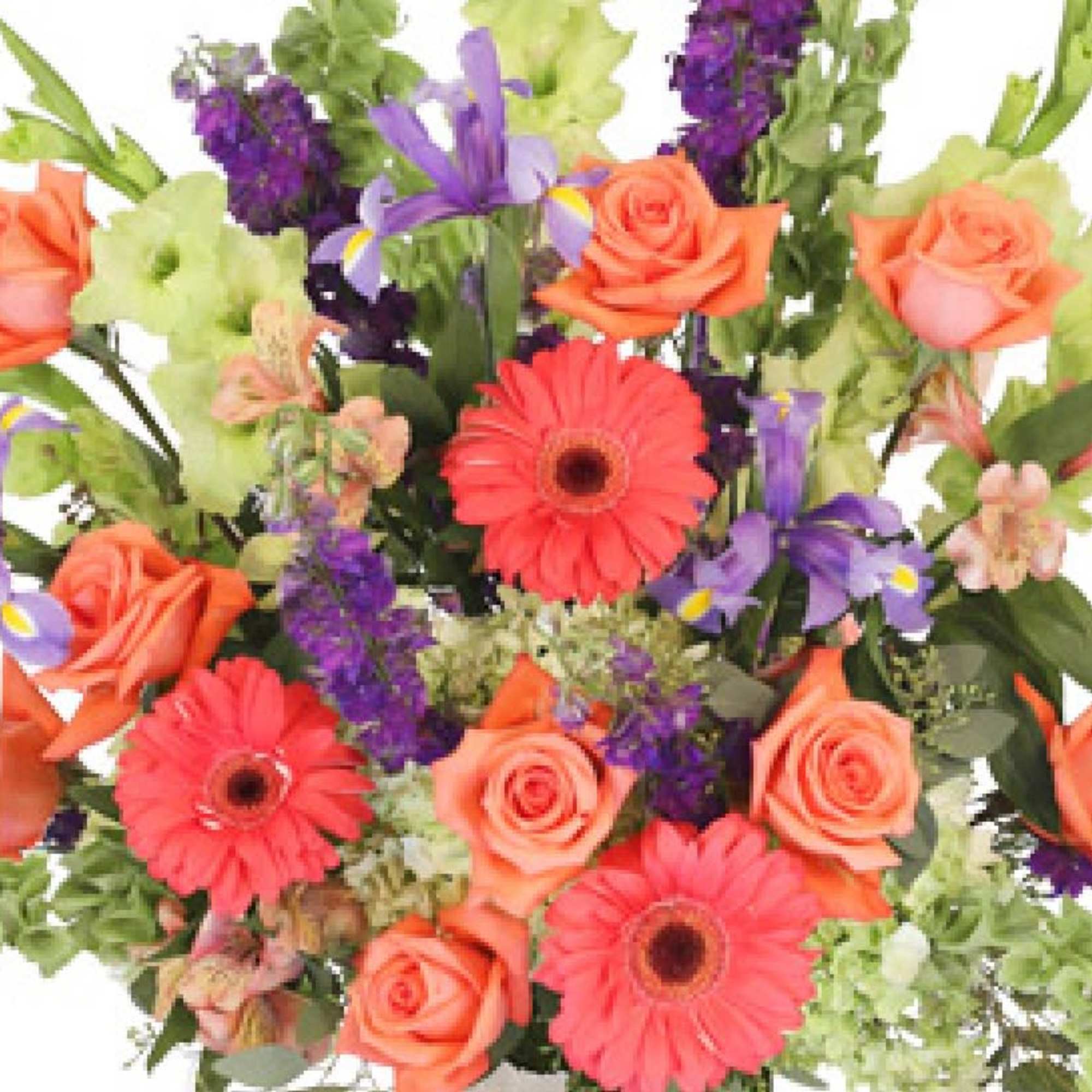 This stunning sympathy arrangement is artfully arranged in an 8" acrylic urn