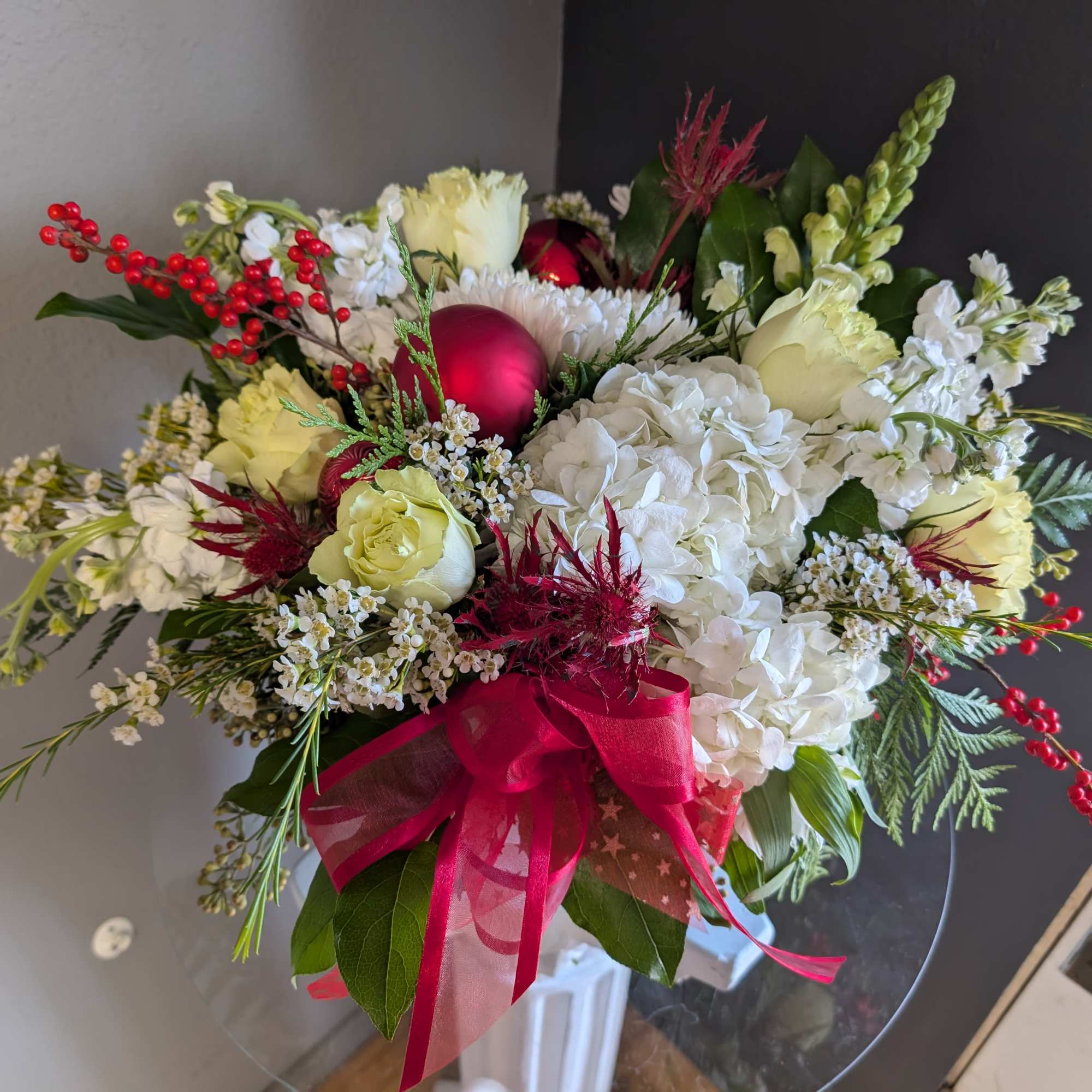 A beautifully selected bunch of the freshest flowers in a vase uniquely