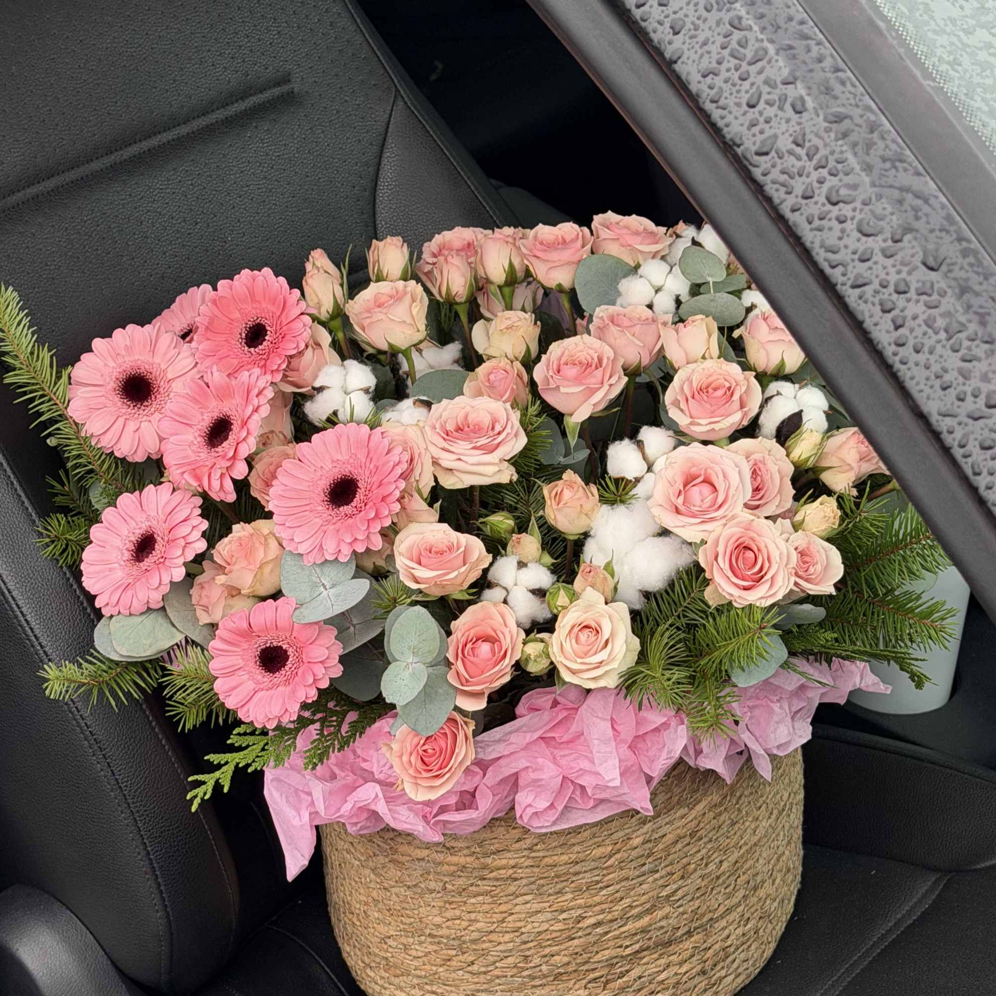 Blush &Eacute;ternelle Floral Basket is a refined expression of softness and timeless