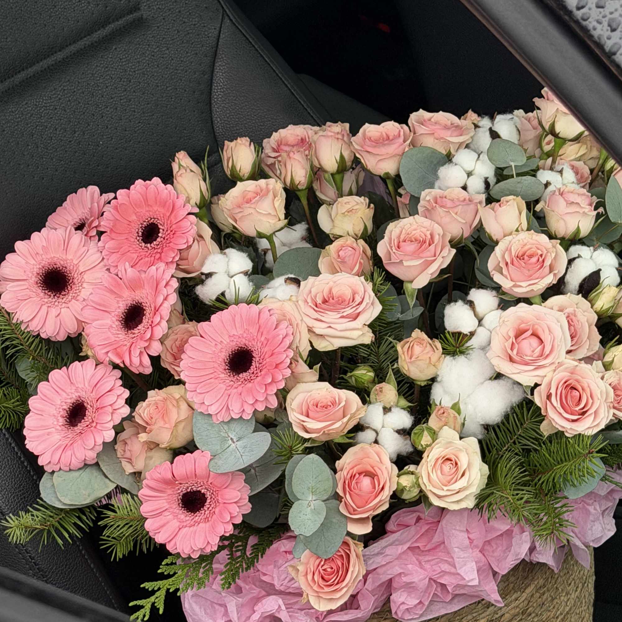 Blush &Eacute;ternelle Floral Basket is a refined expression of softness and timeless